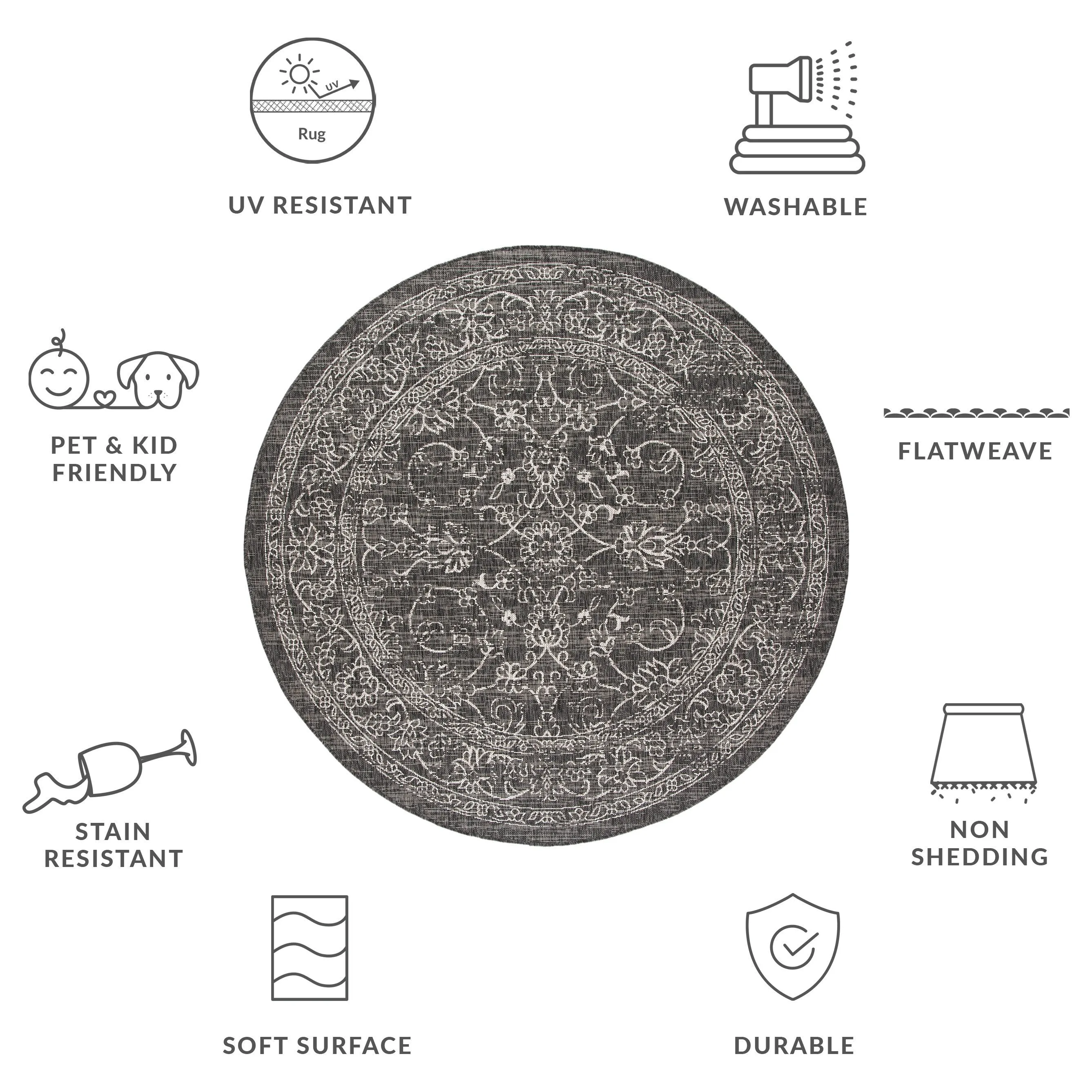 SAFAVIEH Courtyard Hasina Indoor /Outdoor Waterproof Patio Backyard Rug