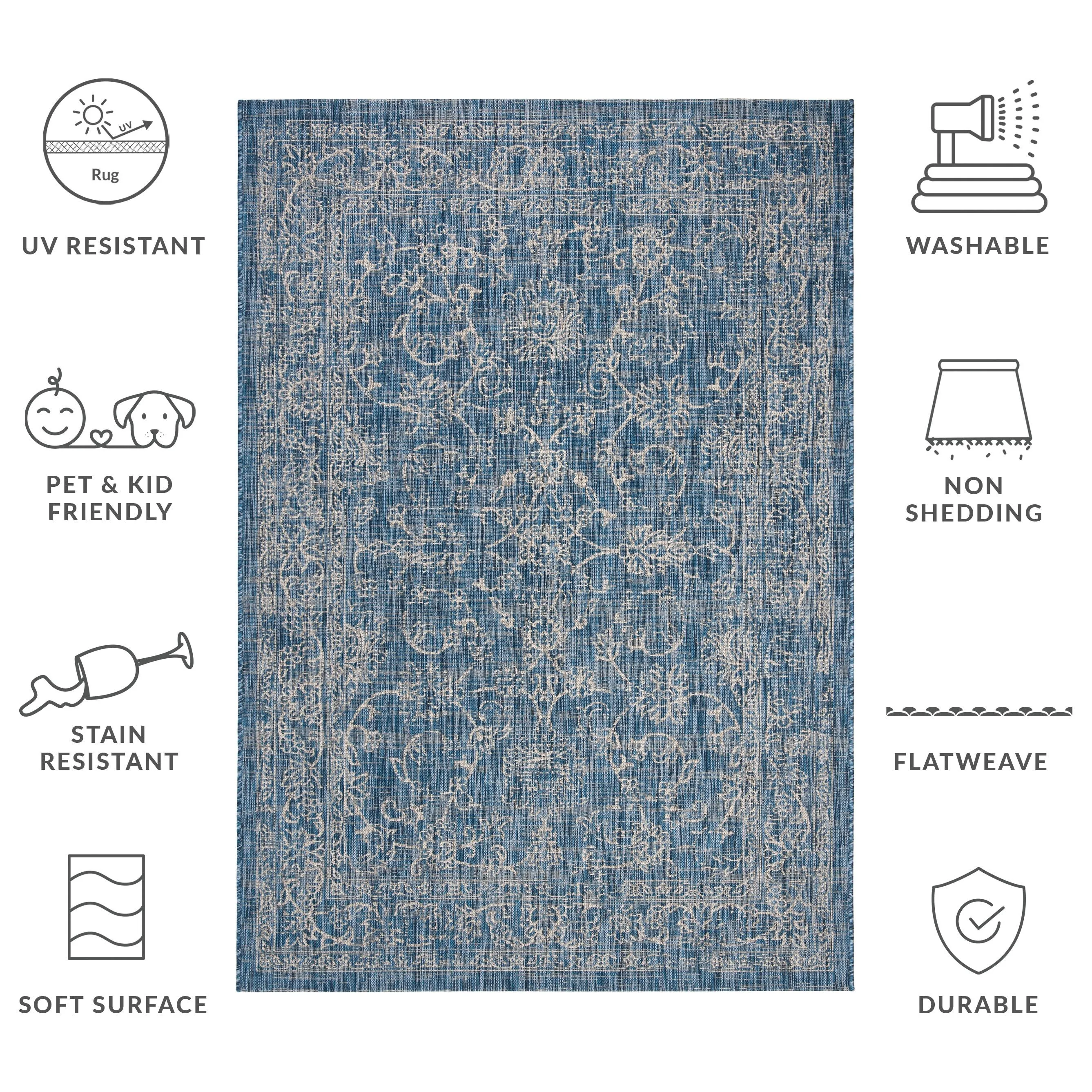 SAFAVIEH Courtyard Hasina Indoor /Outdoor Waterproof Patio Backyard Rug