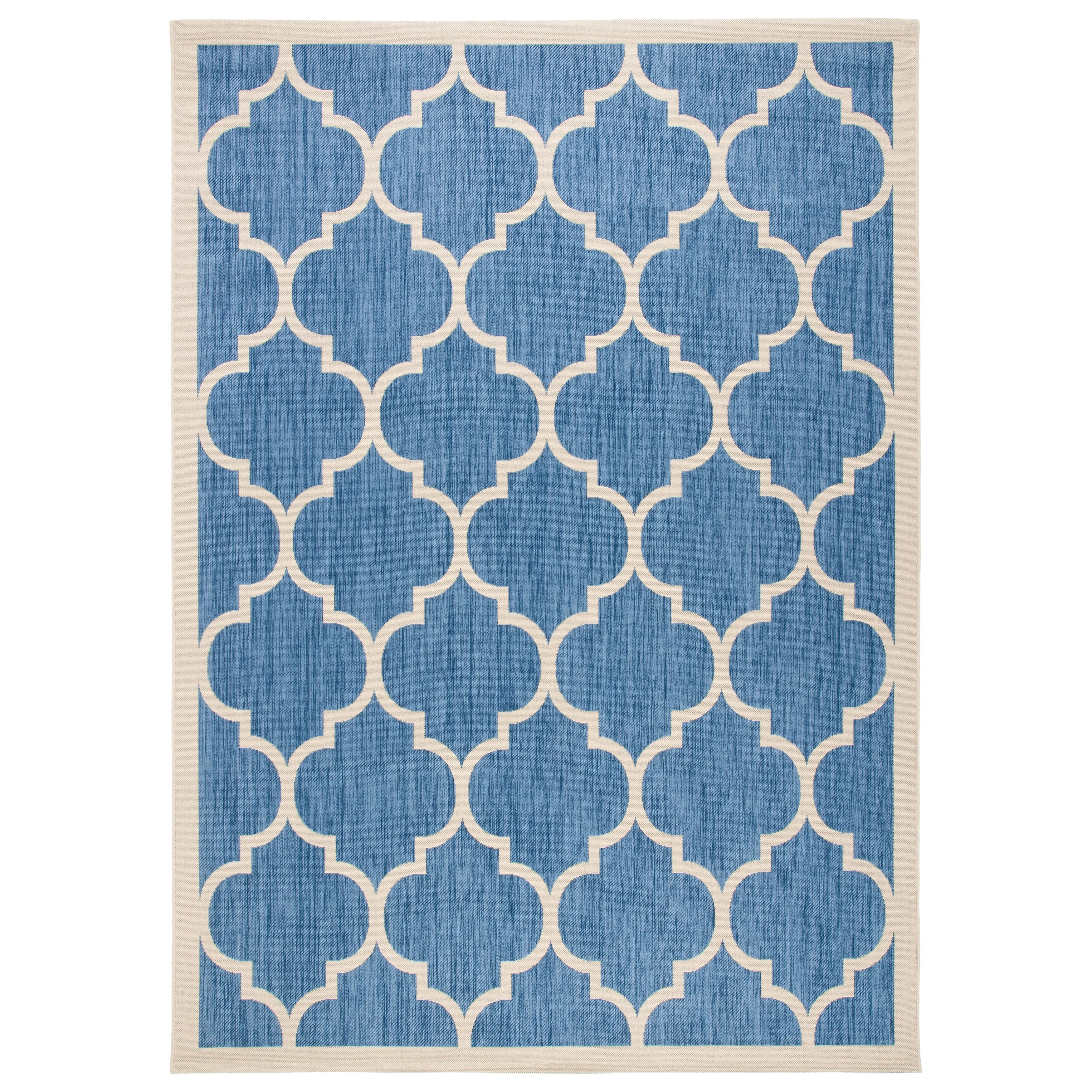 SAFAVIEH Courtyard Kathy Indoor/ Outdoor Waterproof Patio Backyard Rug - Blue/Beige - 8' x 11'