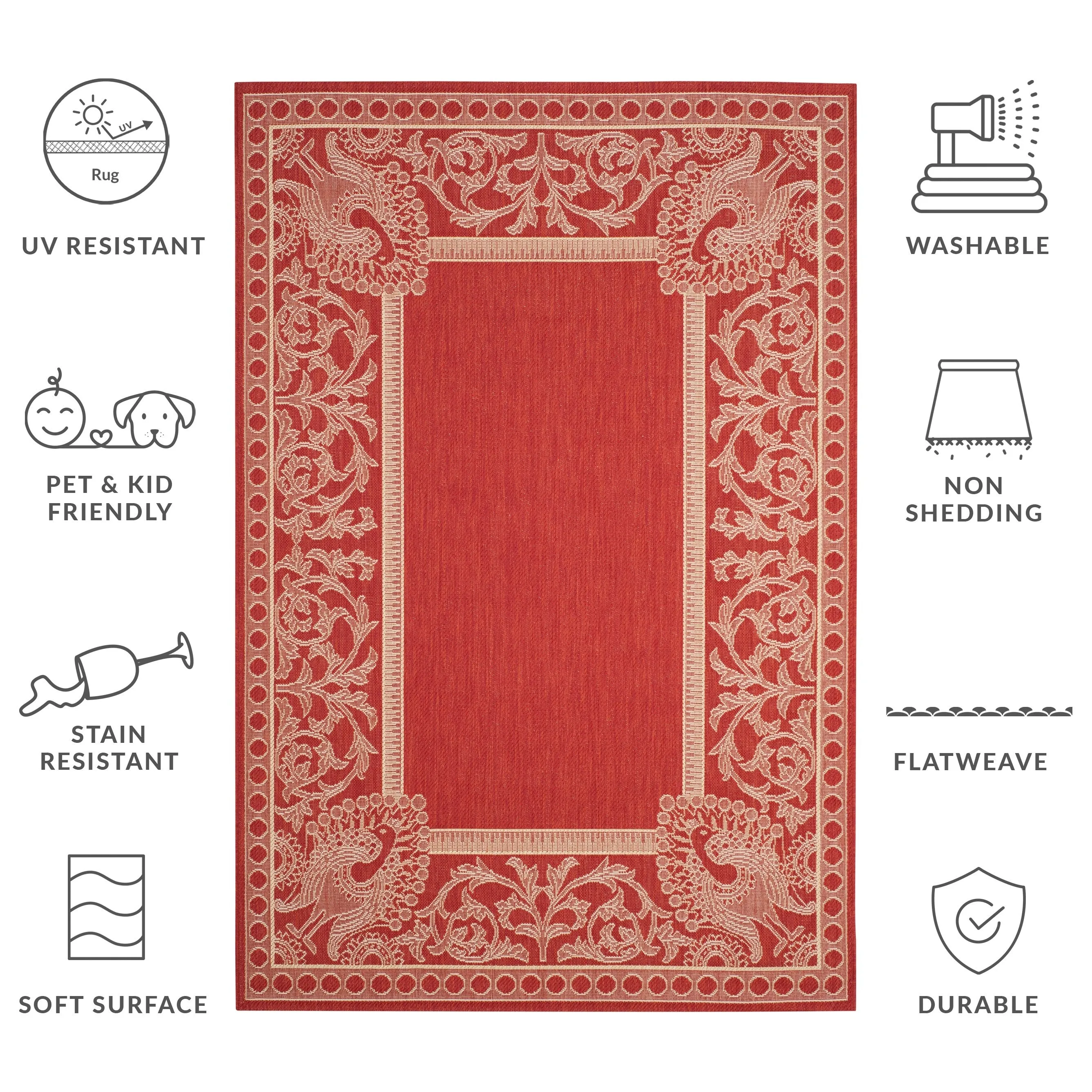 SAFAVIEH Courtyard Kitija Indoor/ Outdoor Waterproof Patio Backyard Rug