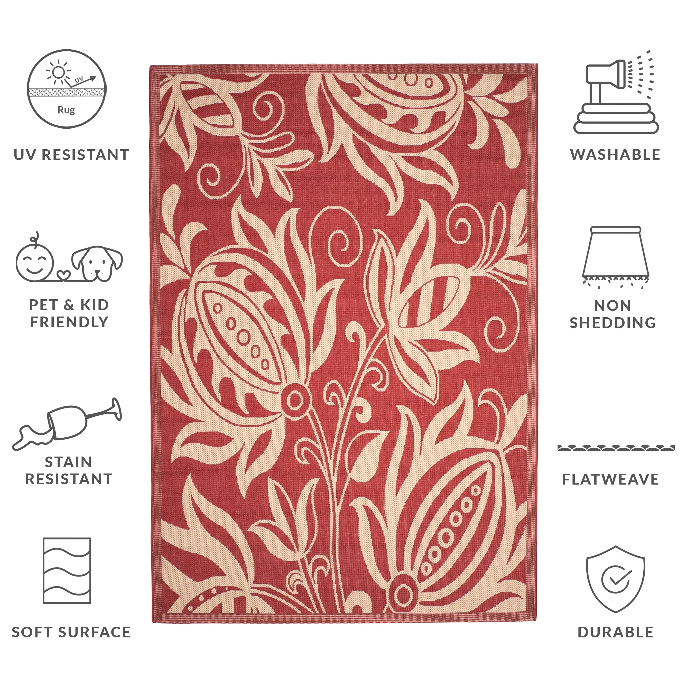 SAFAVIEH Courtyard Nasima Indoor/ Outdoor Patio Backyard Rug