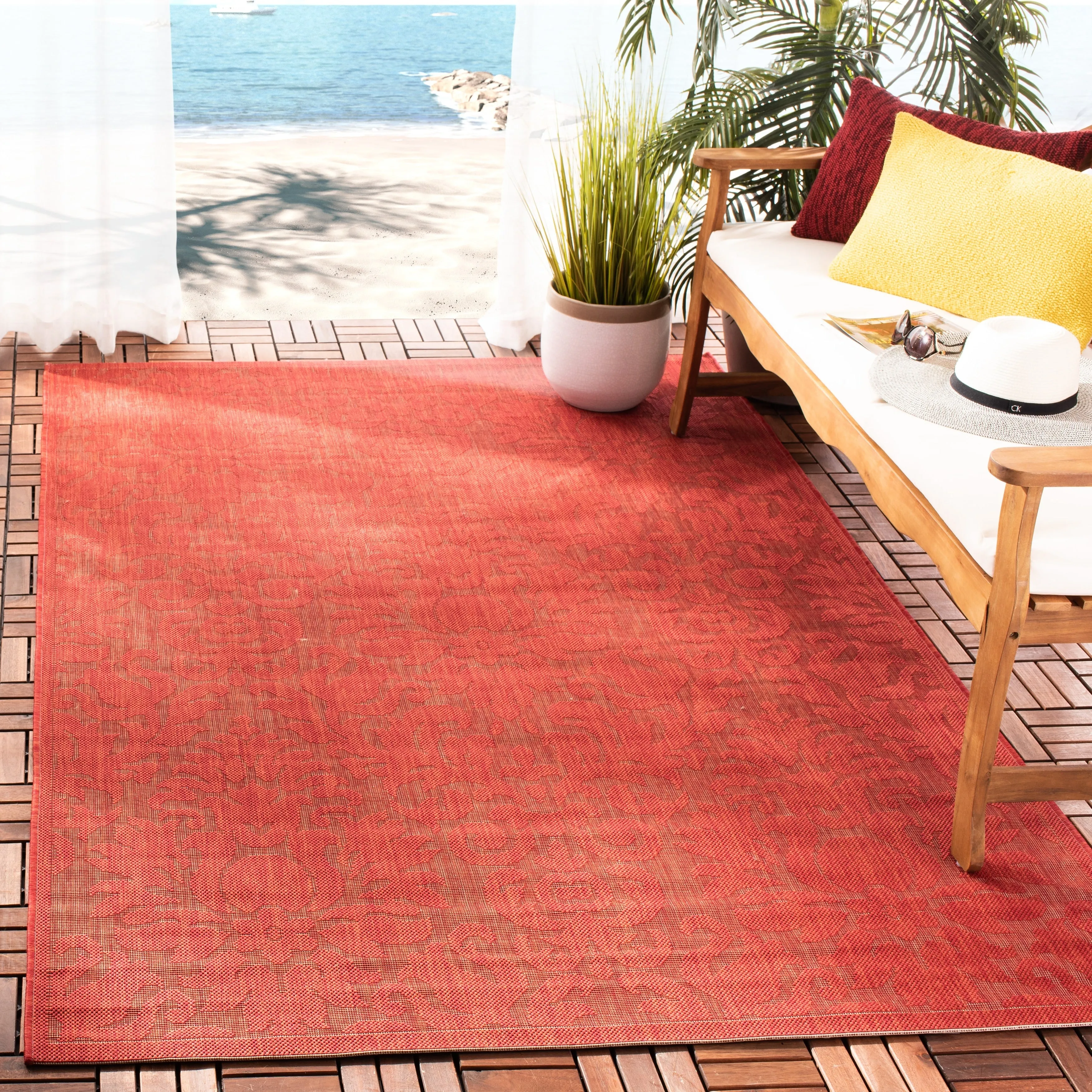 SAFAVIEH Courtyard Willene Boho Indoor/ Outdoor Waterproof Patio Backyard Rug