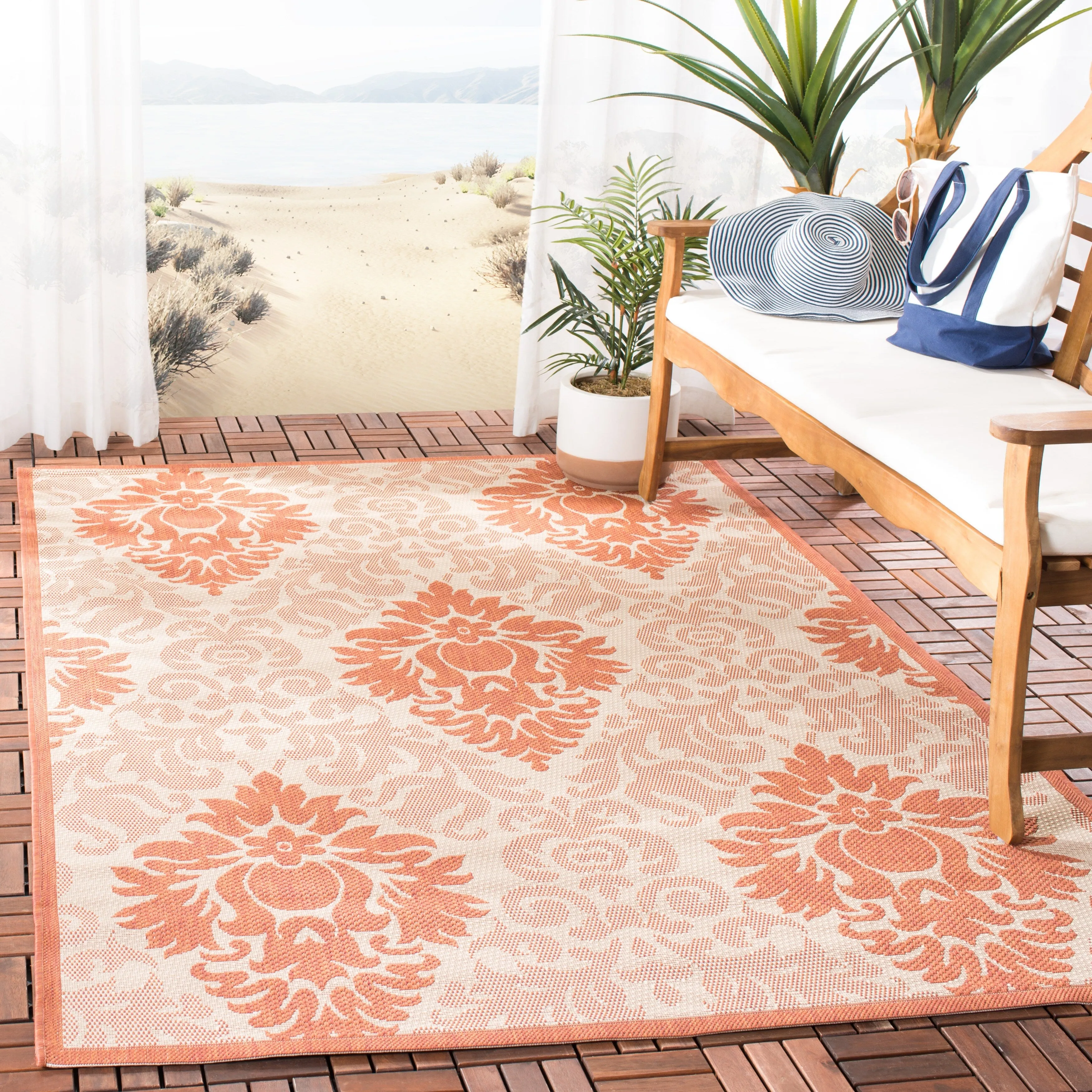 SAFAVIEH Courtyard Willene Boho Indoor/ Outdoor Waterproof Patio Backyard Rug