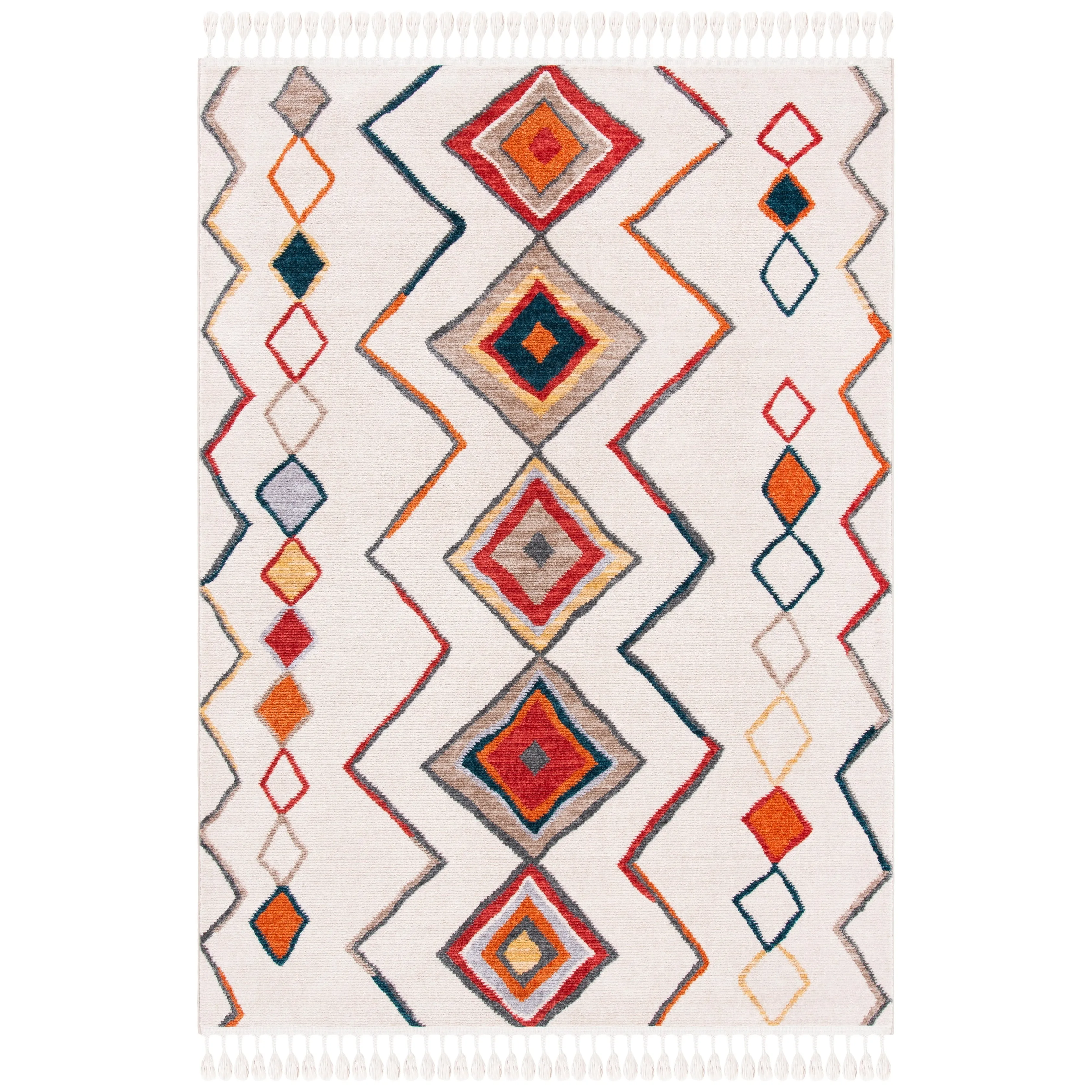 SAFAVIEH Farmhouse Kujtime Moroccan Boho Tassel Rug