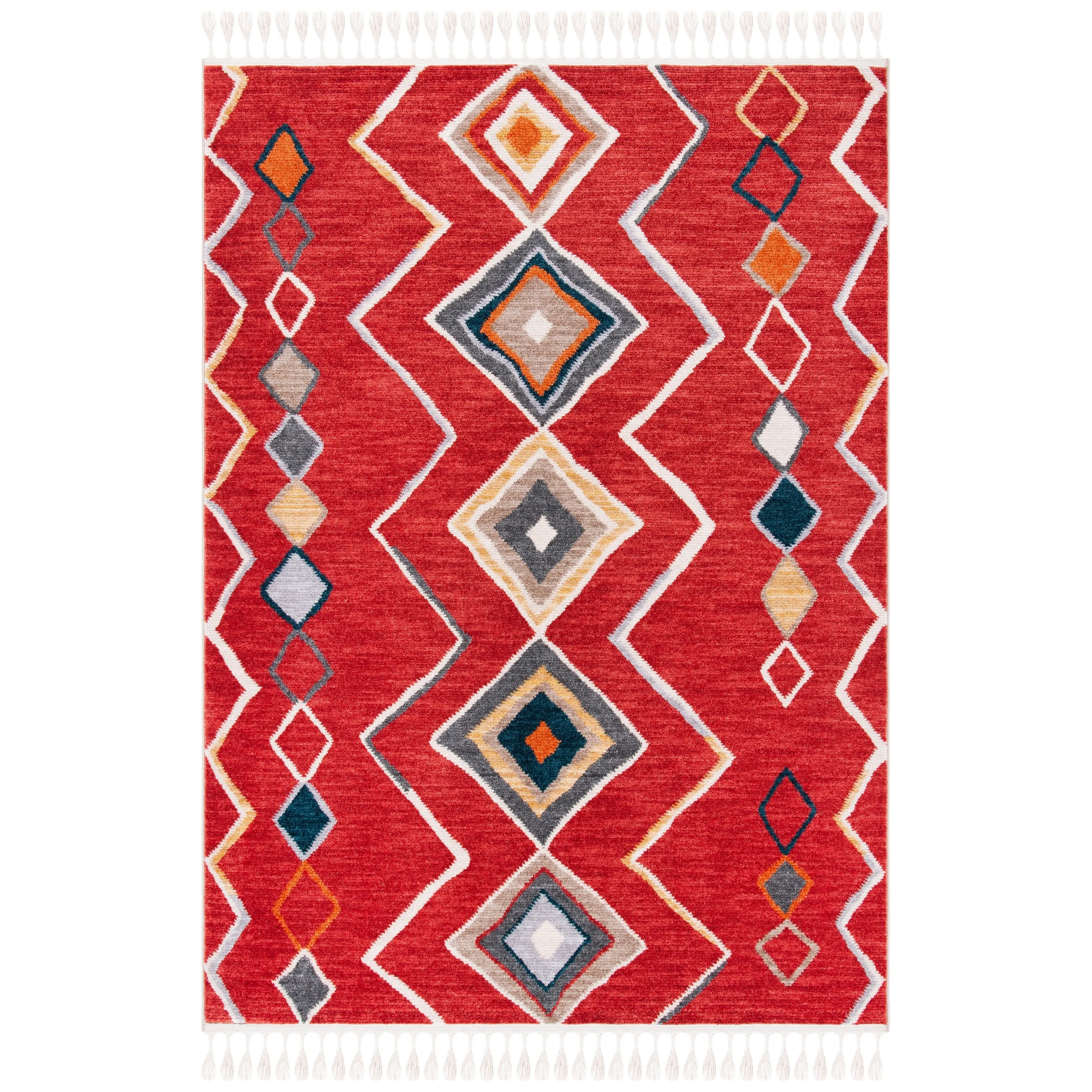 SAFAVIEH Farmhouse Kujtime Moroccan Boho Tassel Rug