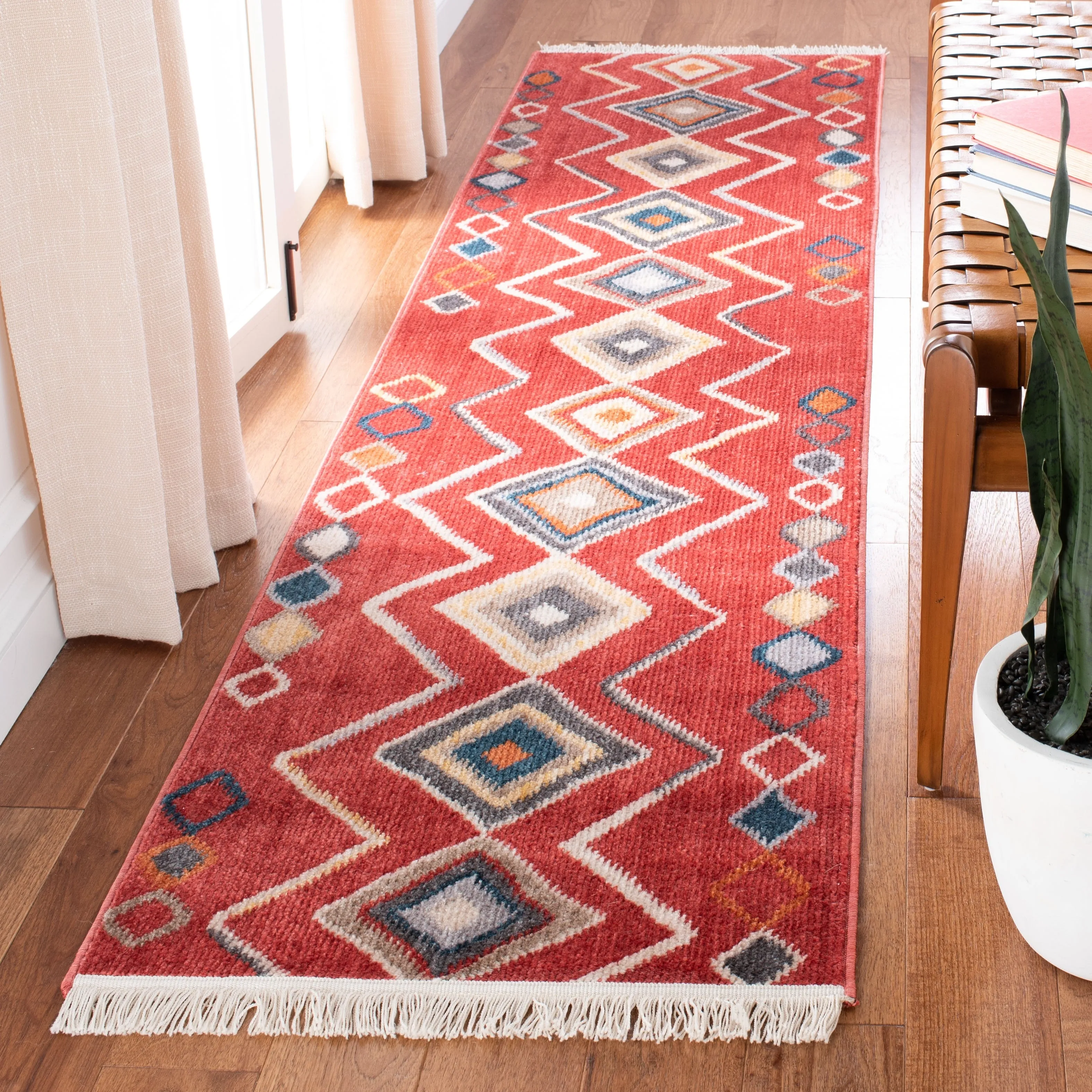 SAFAVIEH Farmhouse Kujtime Moroccan Boho Tassel Rug
