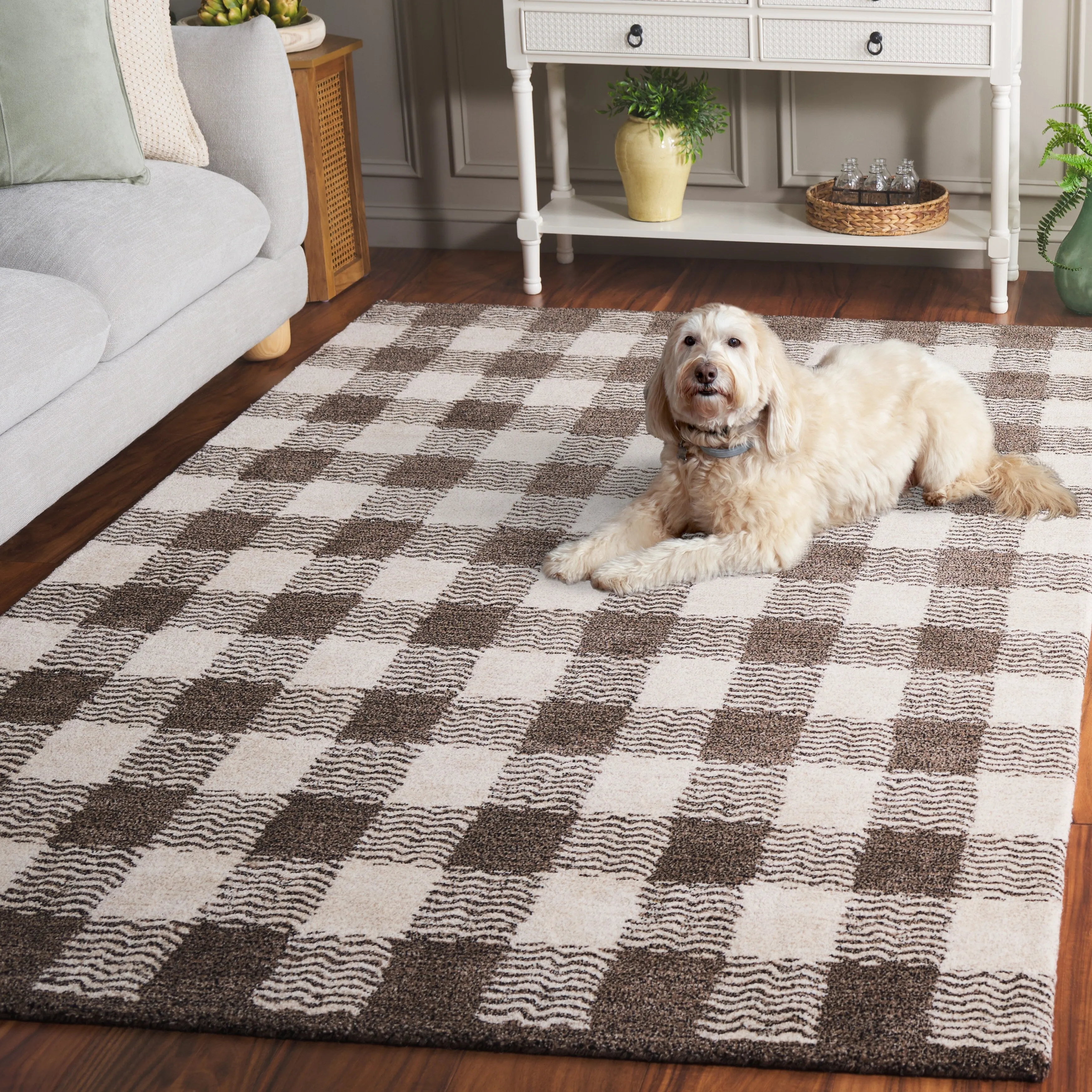 SAFAVIEH Handmade Genre Majlinda Farmhouse Gingham Wool Rug