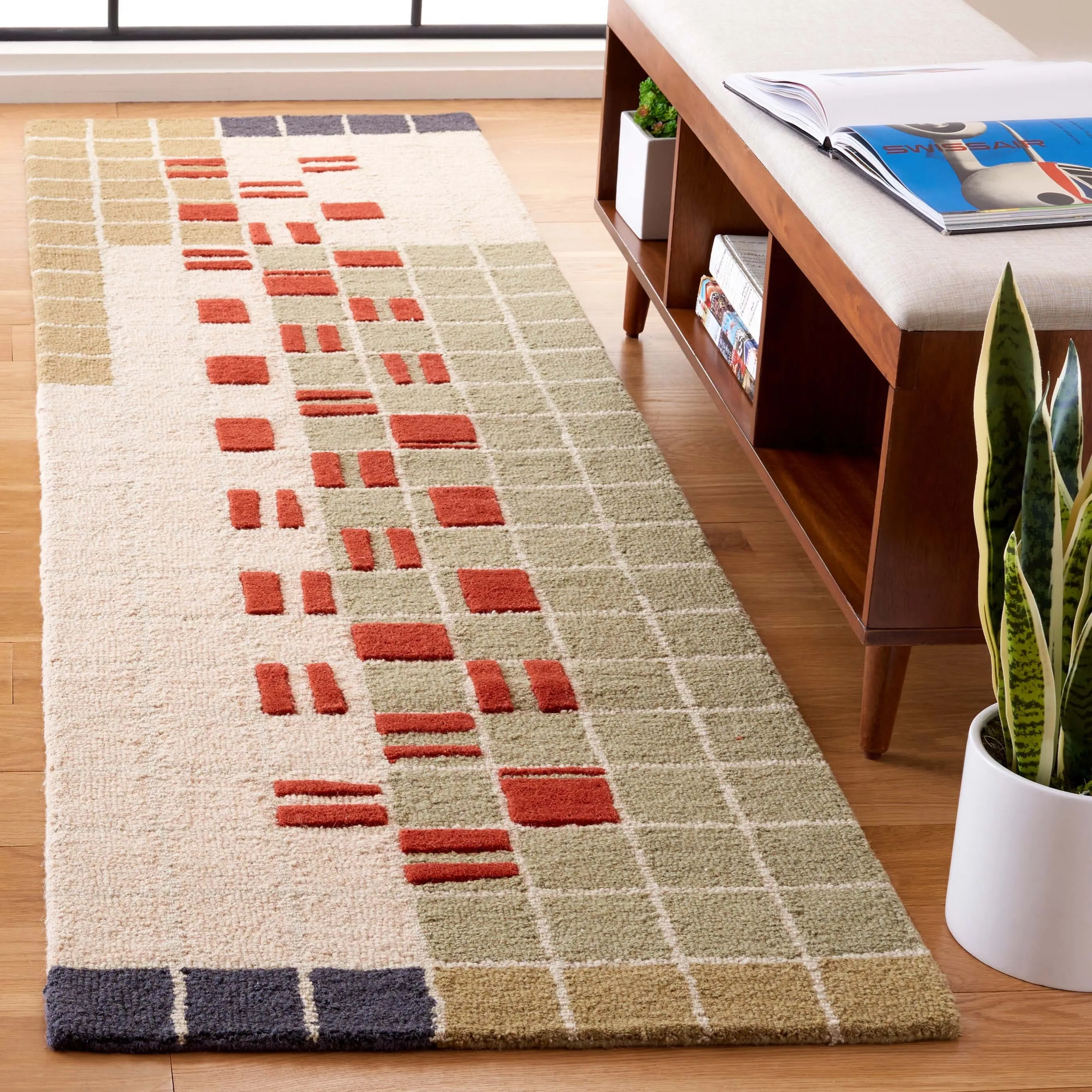 SAFAVIEH Handmade Genre Roos Mid-Century Modern Wool Rug