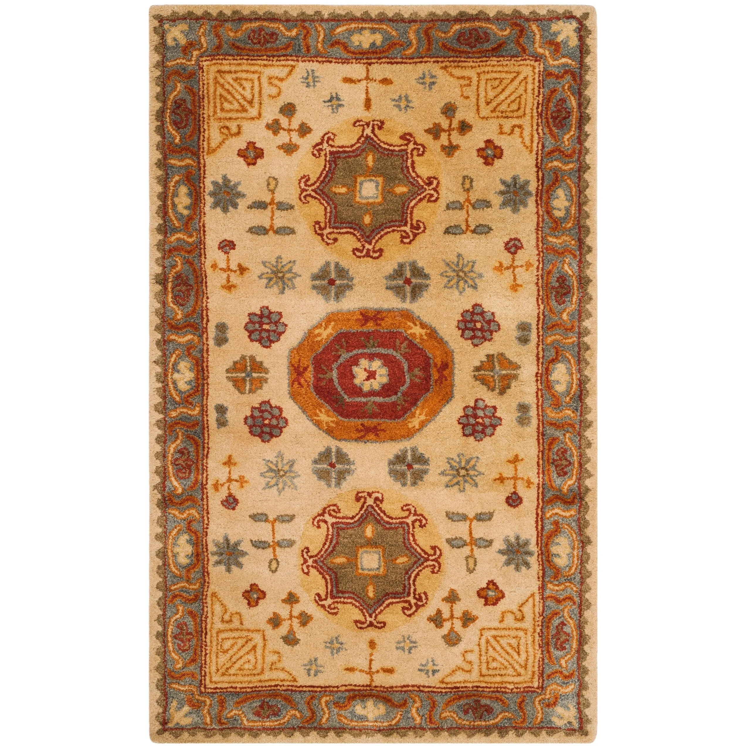 SAFAVIEH Handmade Heritage Damask Vine Traditional Oriental Wool Rug