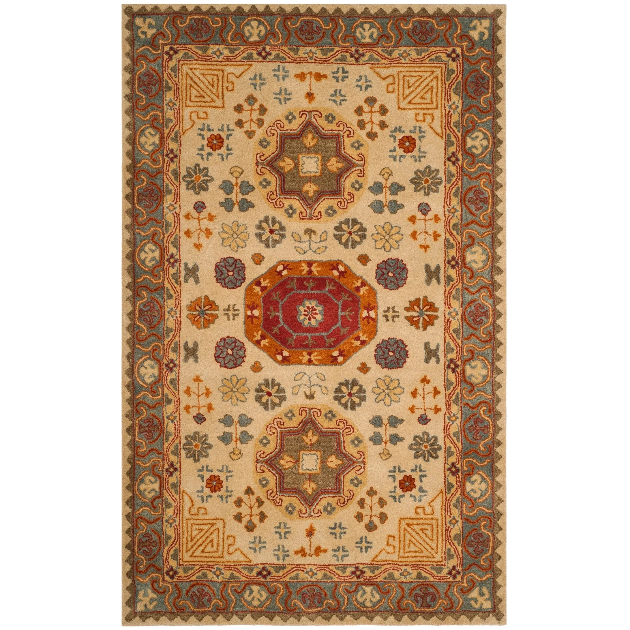 SAFAVIEH Handmade Heritage Damask Vine Traditional Oriental Wool Rug
