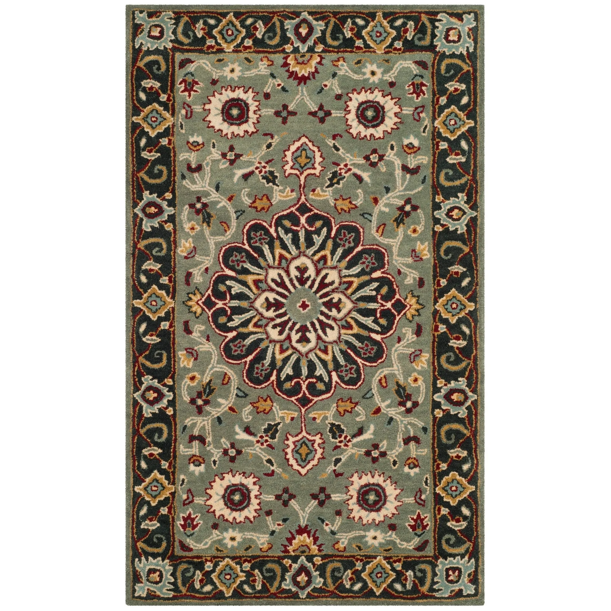 SAFAVIEH Handmade Heritage Leaf Stamp Traditional Wool Rug
