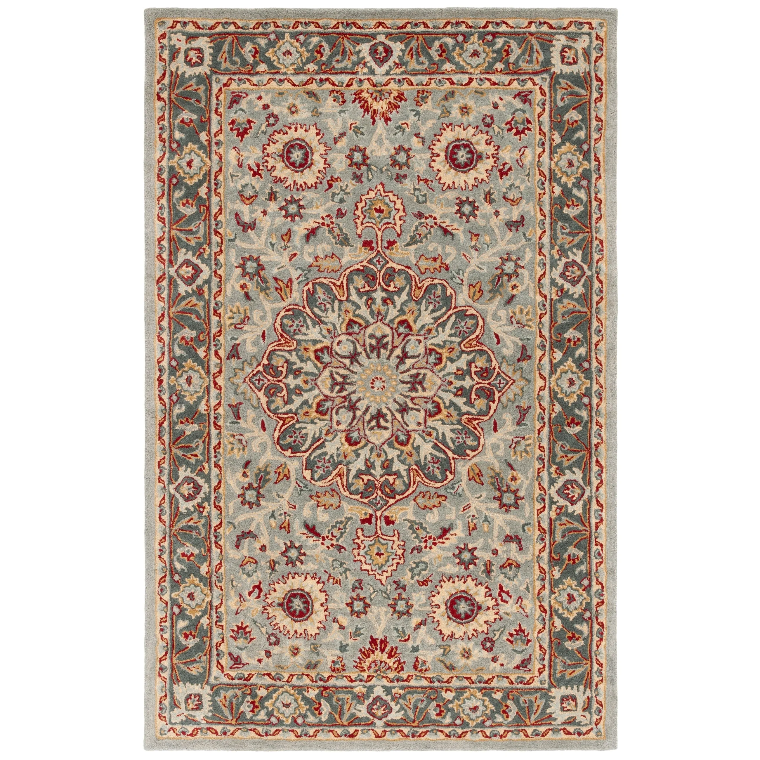 SAFAVIEH Handmade Heritage Leaf Stamp Traditional Wool Rug