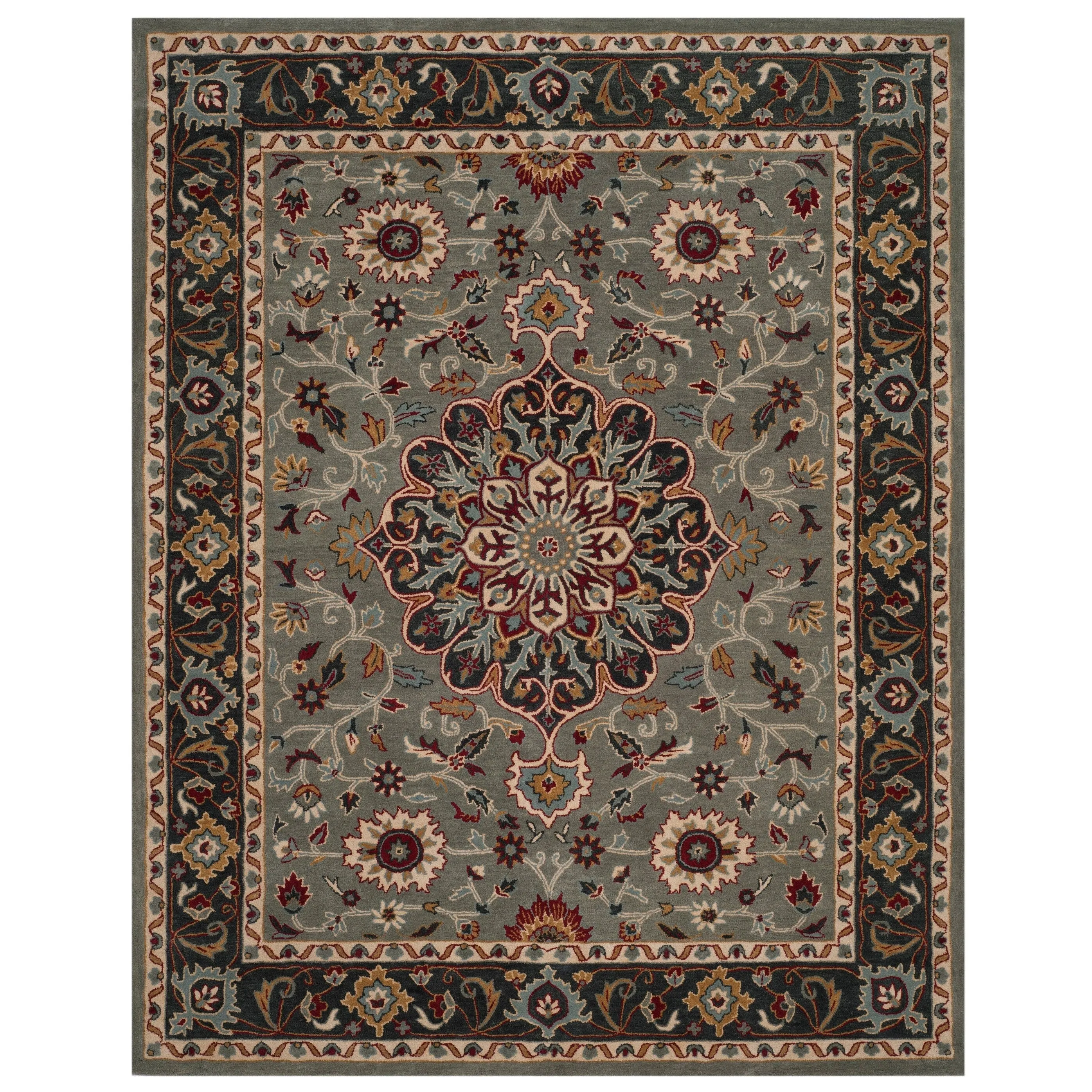 SAFAVIEH Handmade Heritage Leaf Stamp Traditional Wool Rug