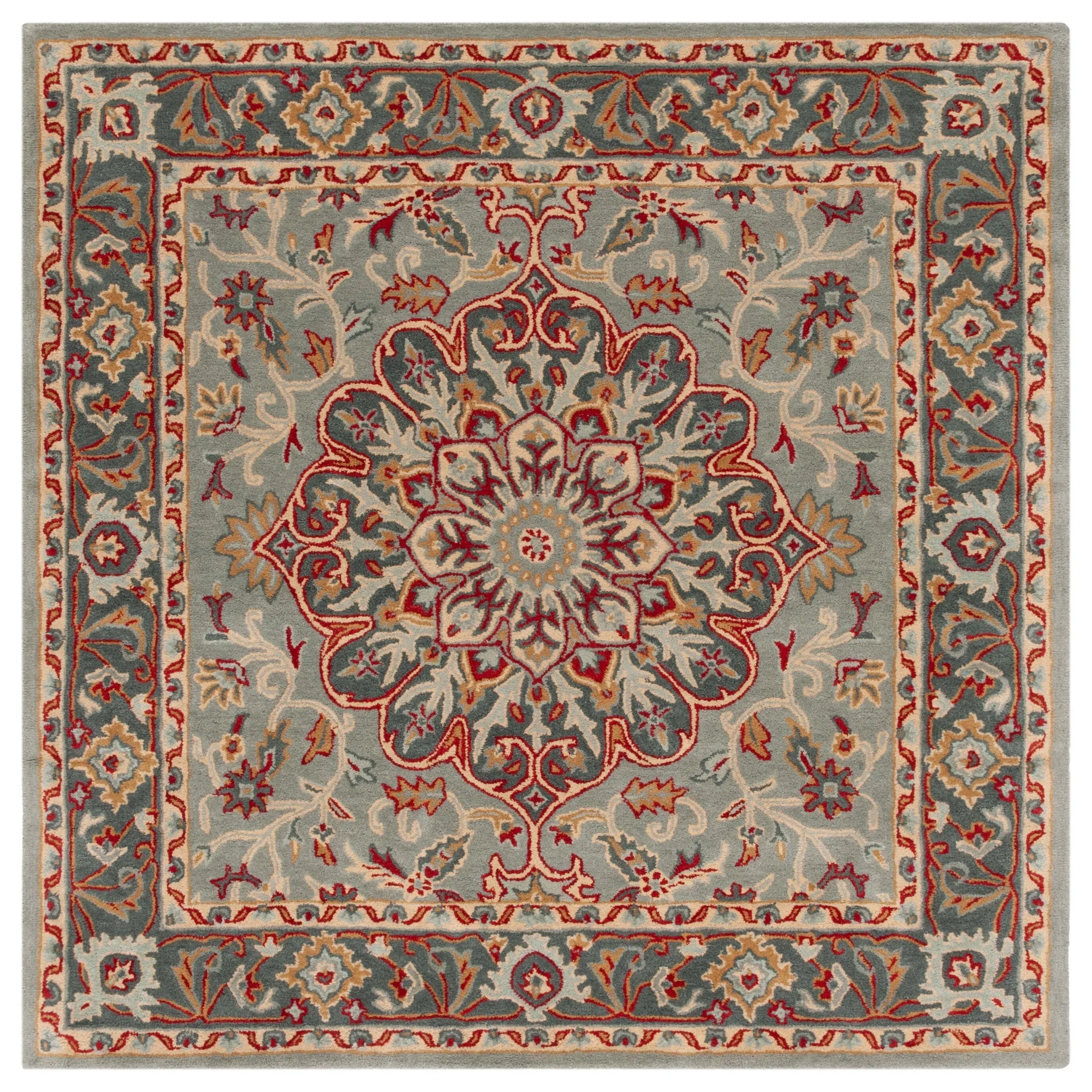 SAFAVIEH Handmade Heritage Leaf Stamp Traditional Wool Rug