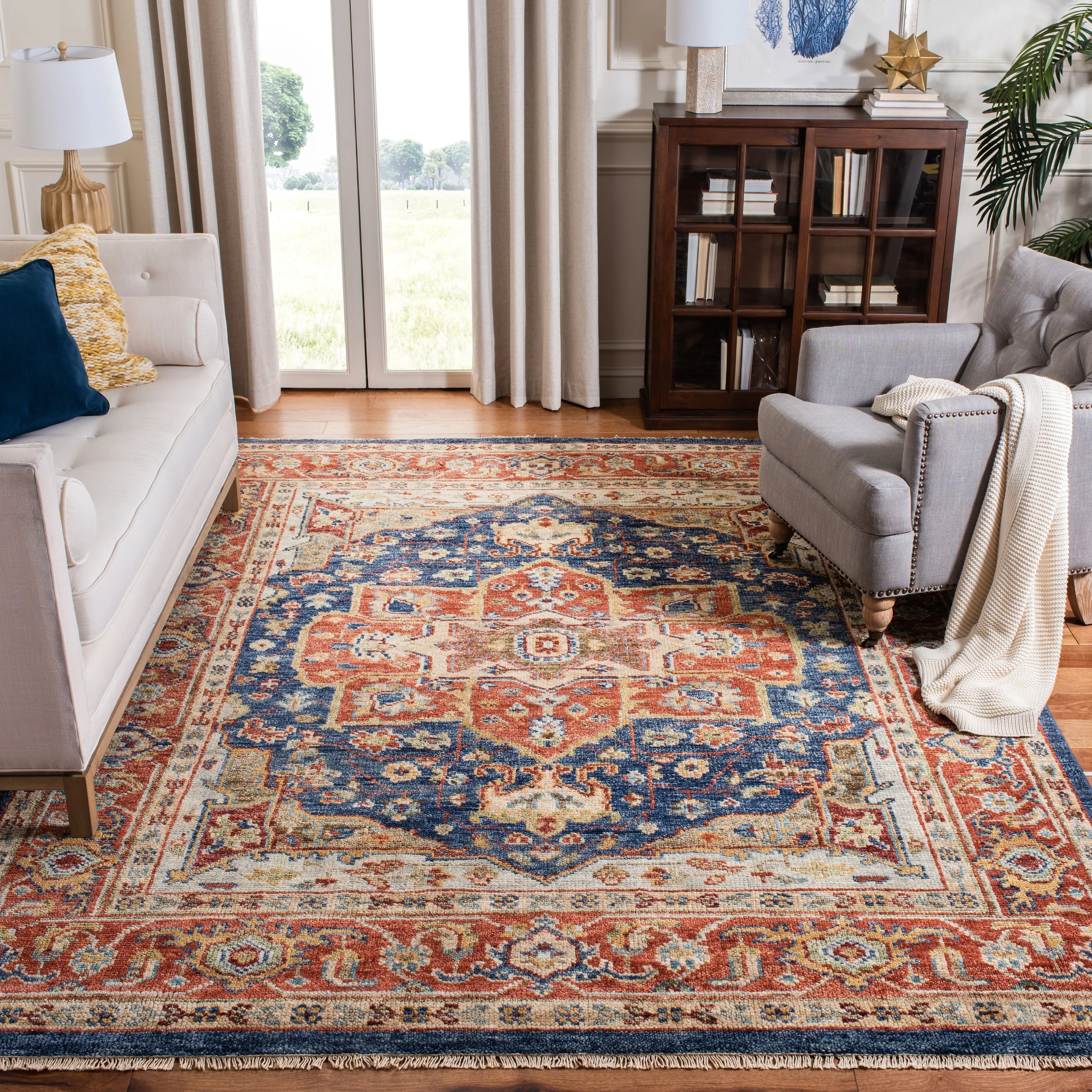 SAFAVIEH Handmade Samarkand Lacie Rust/ Charcoal Wool Rug