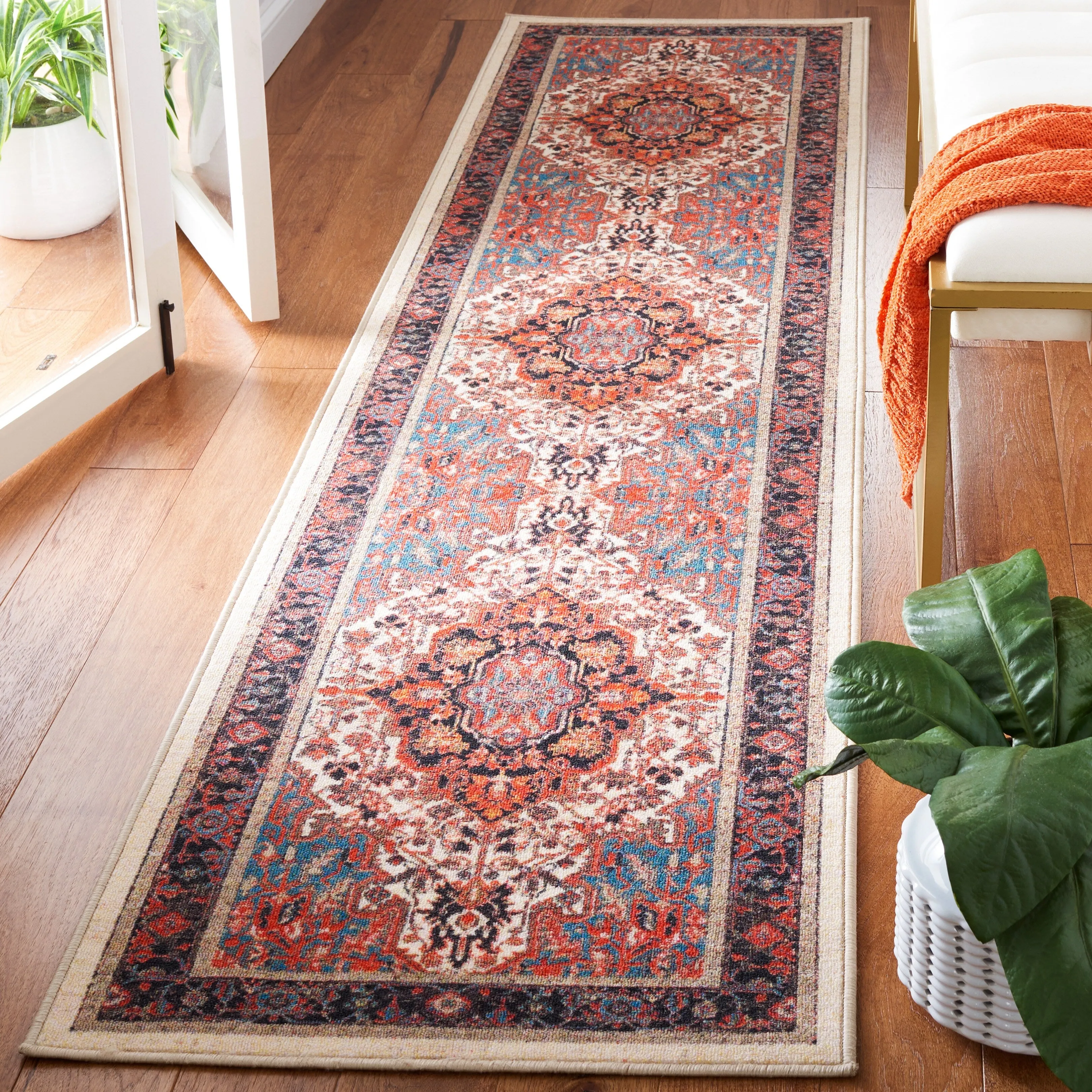 SAFAVIEH Journey Machine Washable Slip Resistant Kristi Oriental Medallion