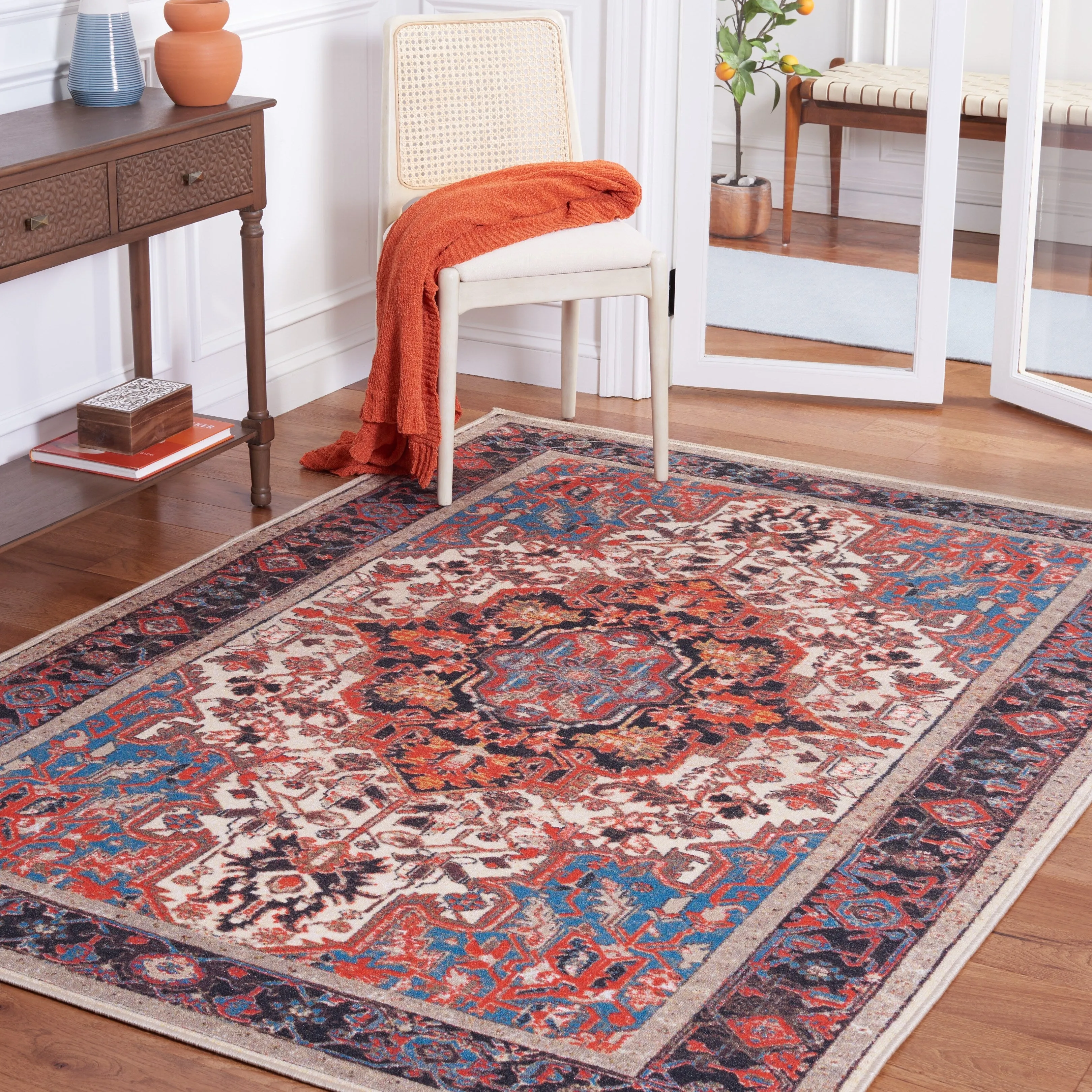 SAFAVIEH Journey Machine Washable Slip Resistant Kristi Oriental Medallion