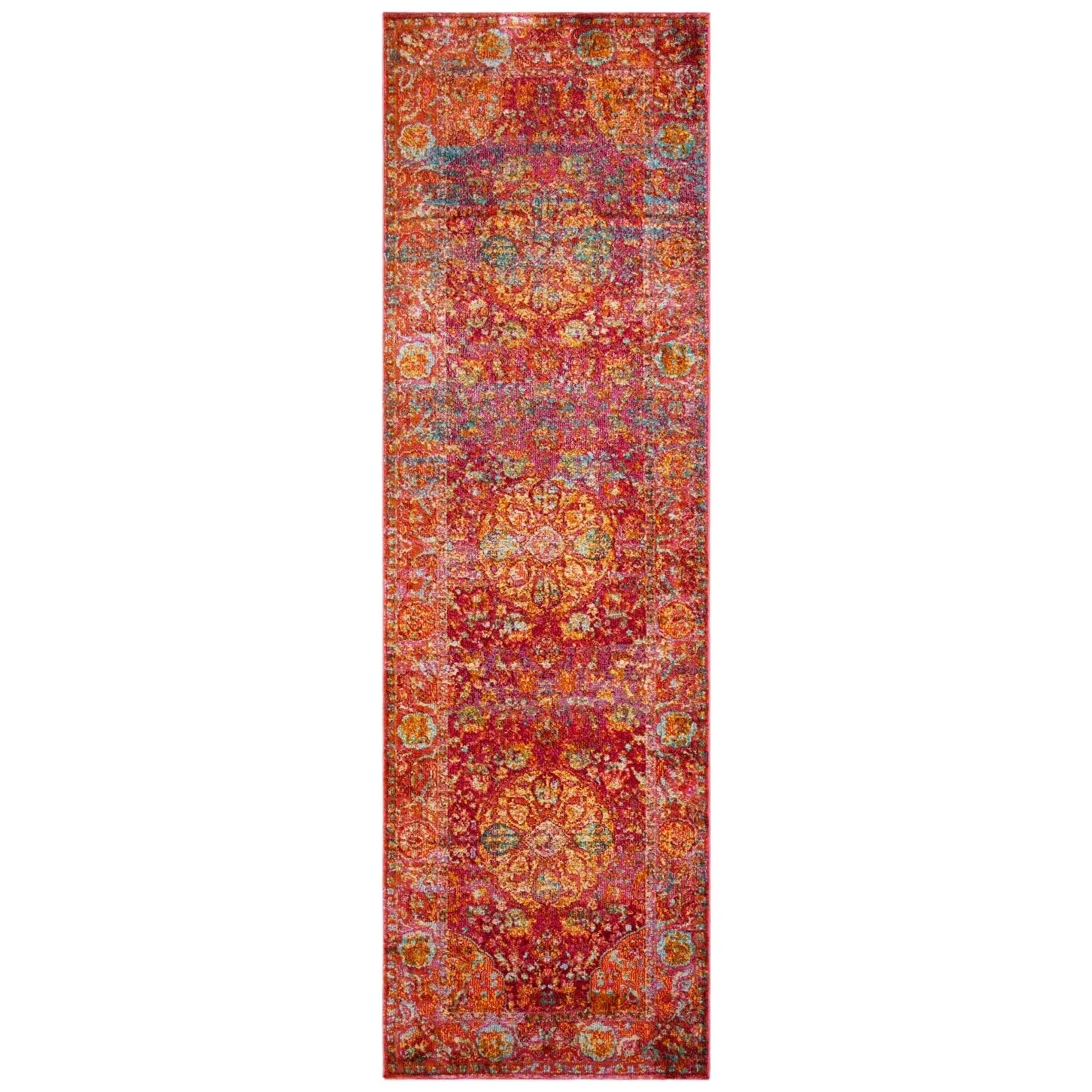 SAFAVIEH Luxor Janelle Modern Overdyed Distressed Fuchsia/ Gold Rug