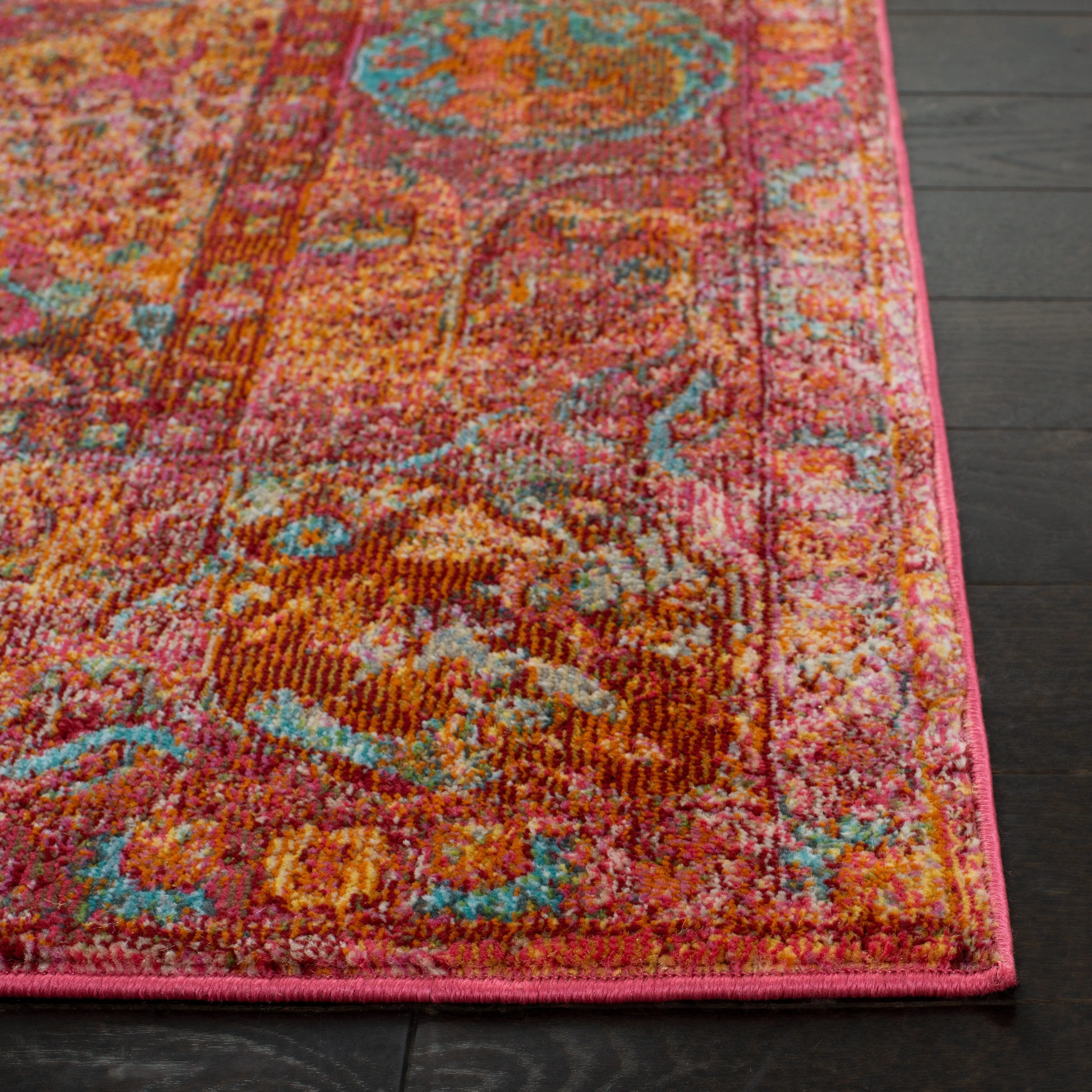 SAFAVIEH Luxor Janelle Modern Overdyed Distressed Fuchsia/ Gold Rug