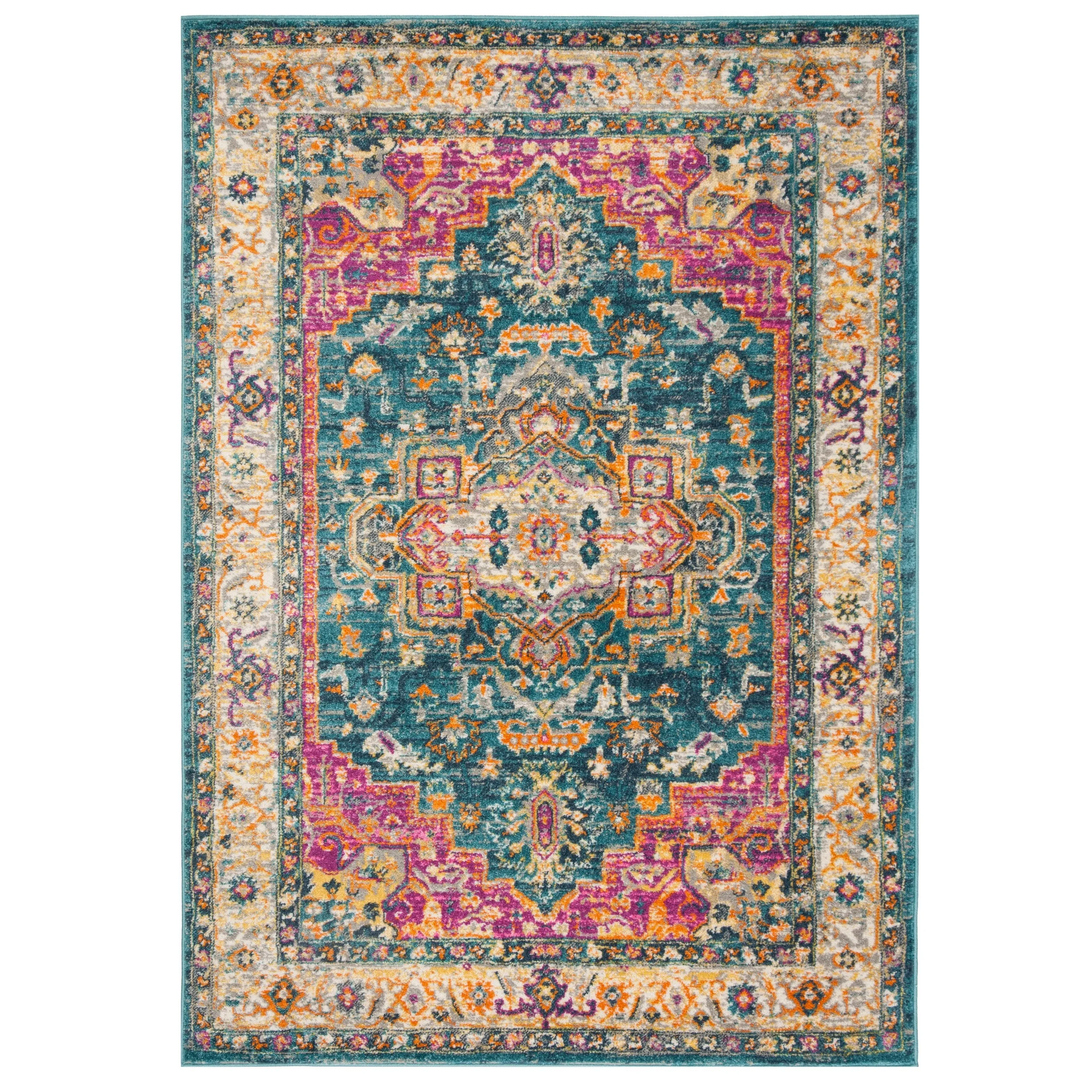 SAFAVIEH Madison Alevtina Boho Oriental Medallion Rug - Blue/Multi - 5' 1 x 7' 6