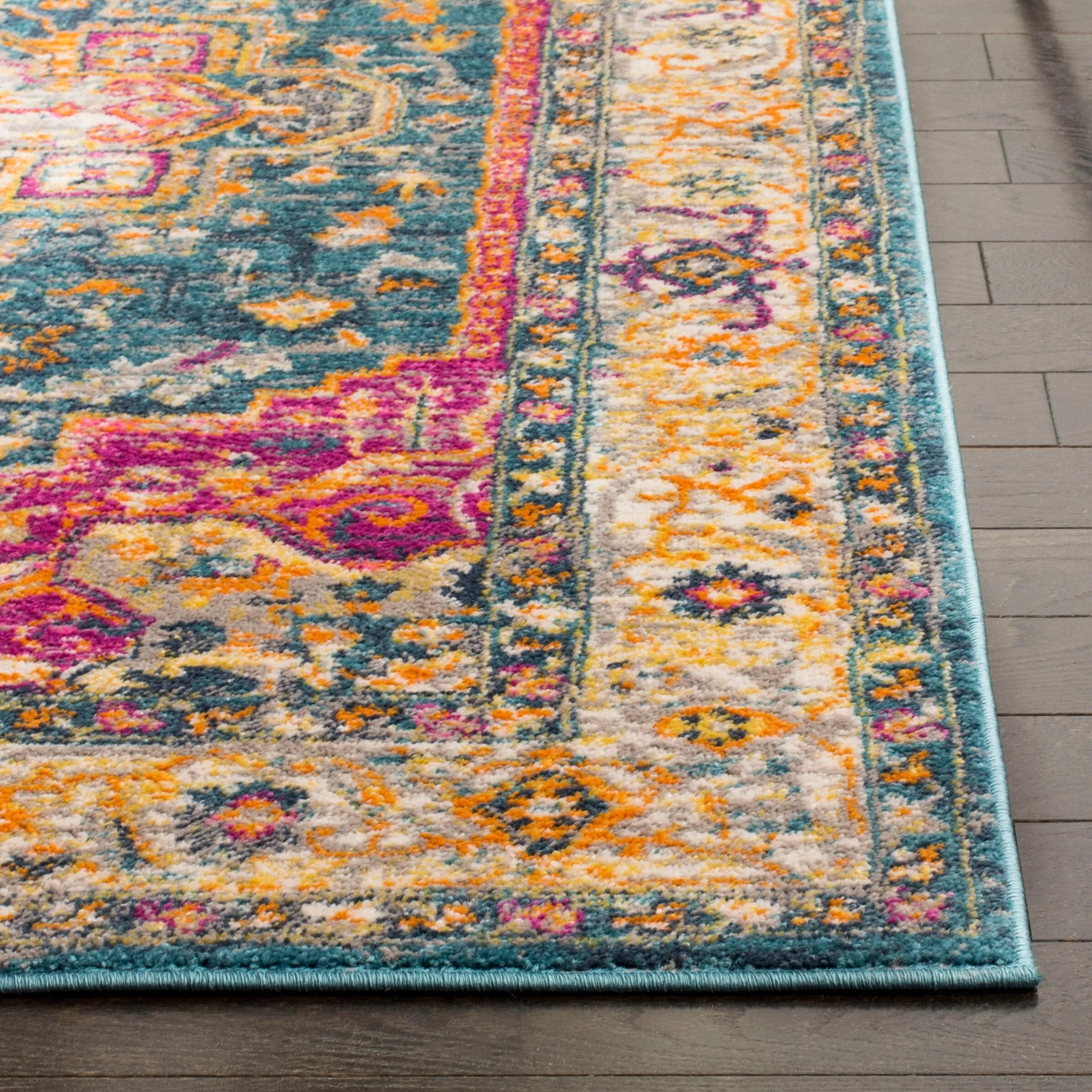 SAFAVIEH Madison Alevtina Boho Oriental Medallion Rug - Blue/Multi - 5' 1 x 7' 6