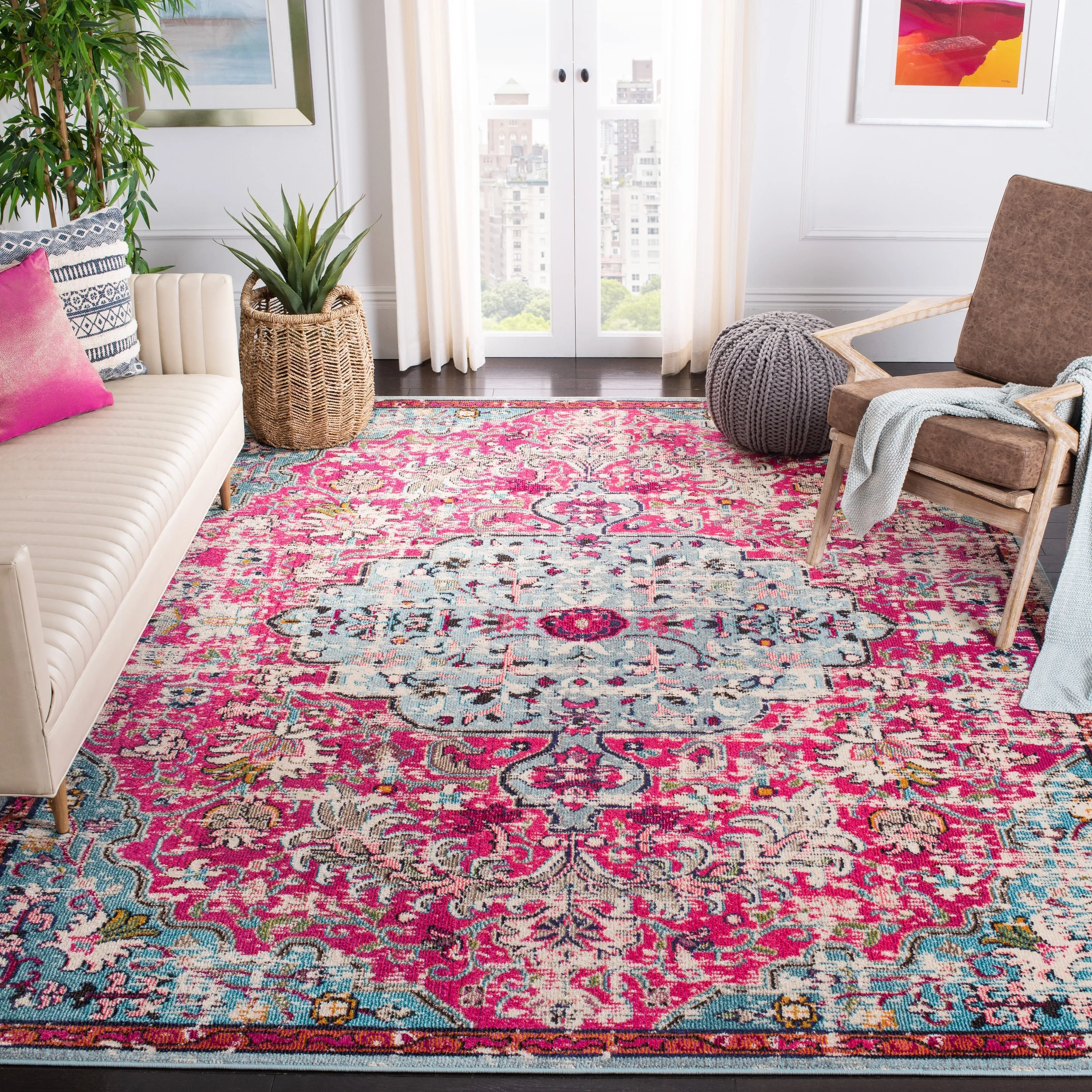 SAFAVIEH Madison Libusa Boho Medallion Distressed Rug