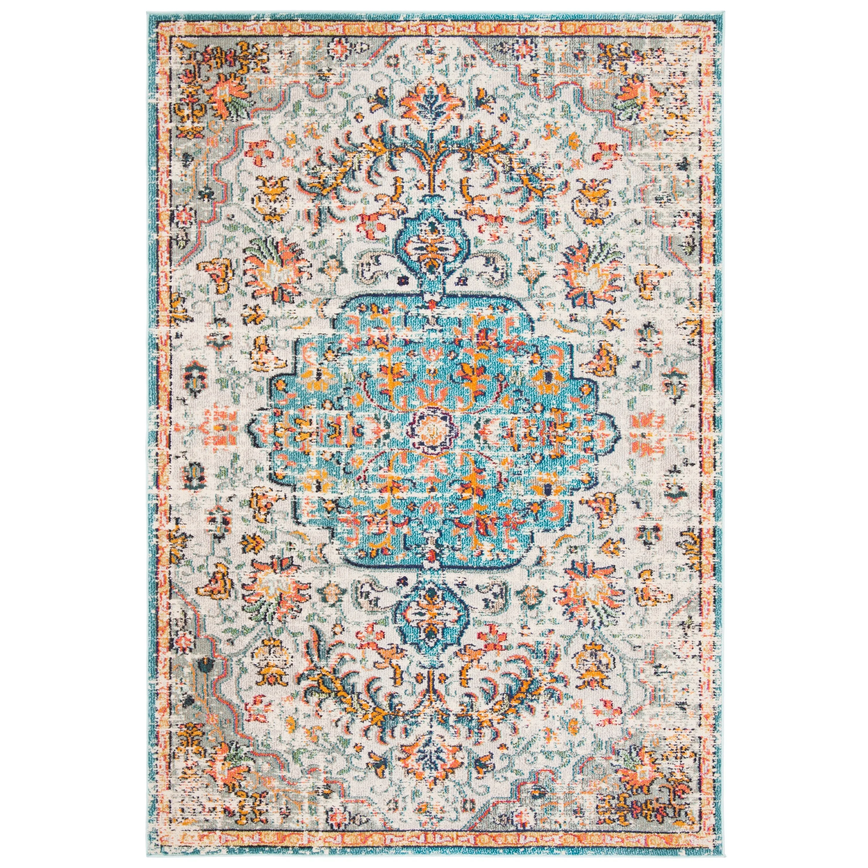 SAFAVIEH Madison Sabire Boho Medallion Distressed Rug - Grey/Light Blue - 5' 3 x 7' 6