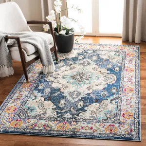 SAFAVIEH Monaco Lillie Boho Medallion Distressed Area Rug - Navy/Light Blue - 4' x 5' 7