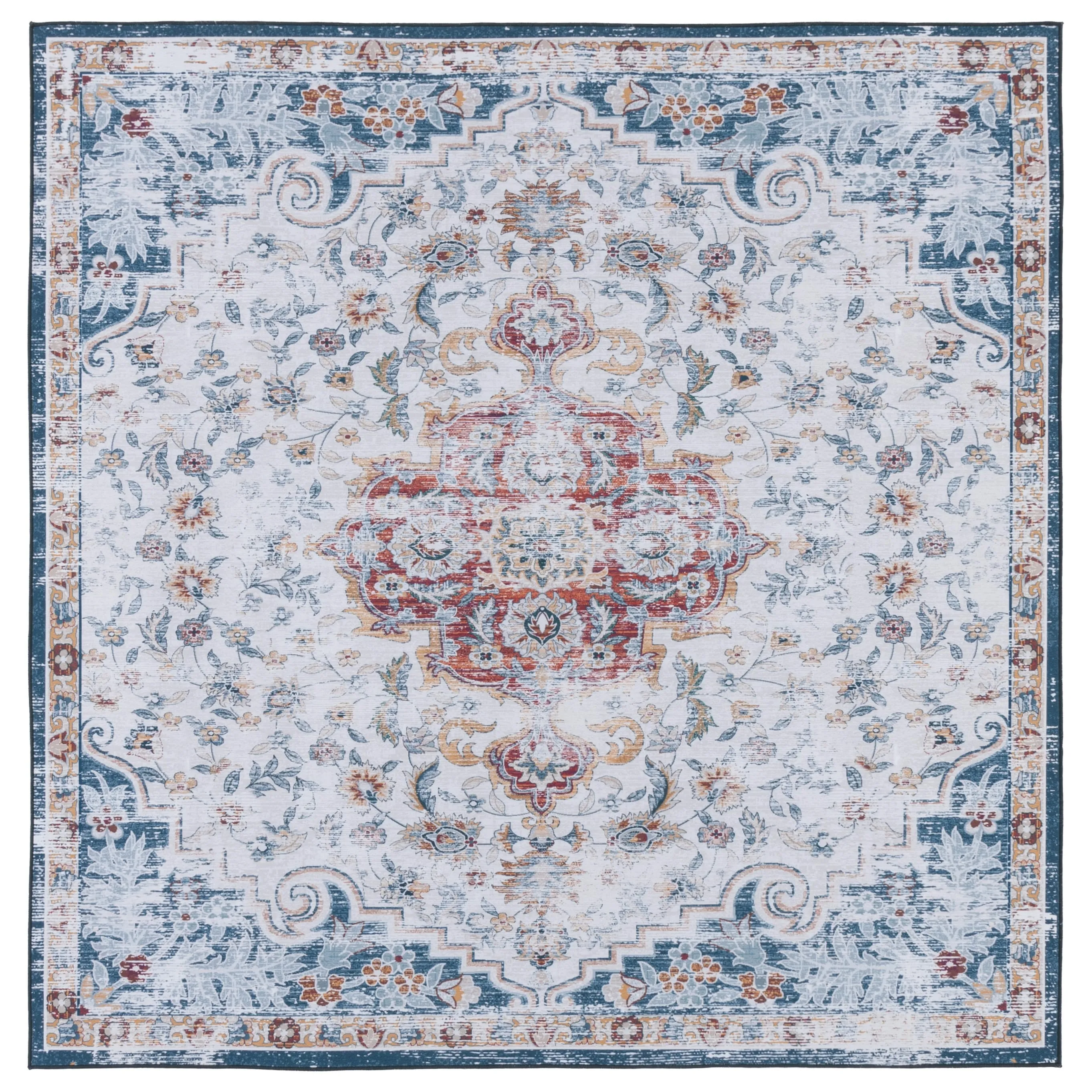 SAFAVIEH Tucson Machine Washable Slip Resistant Harmanda Oriental Medallion