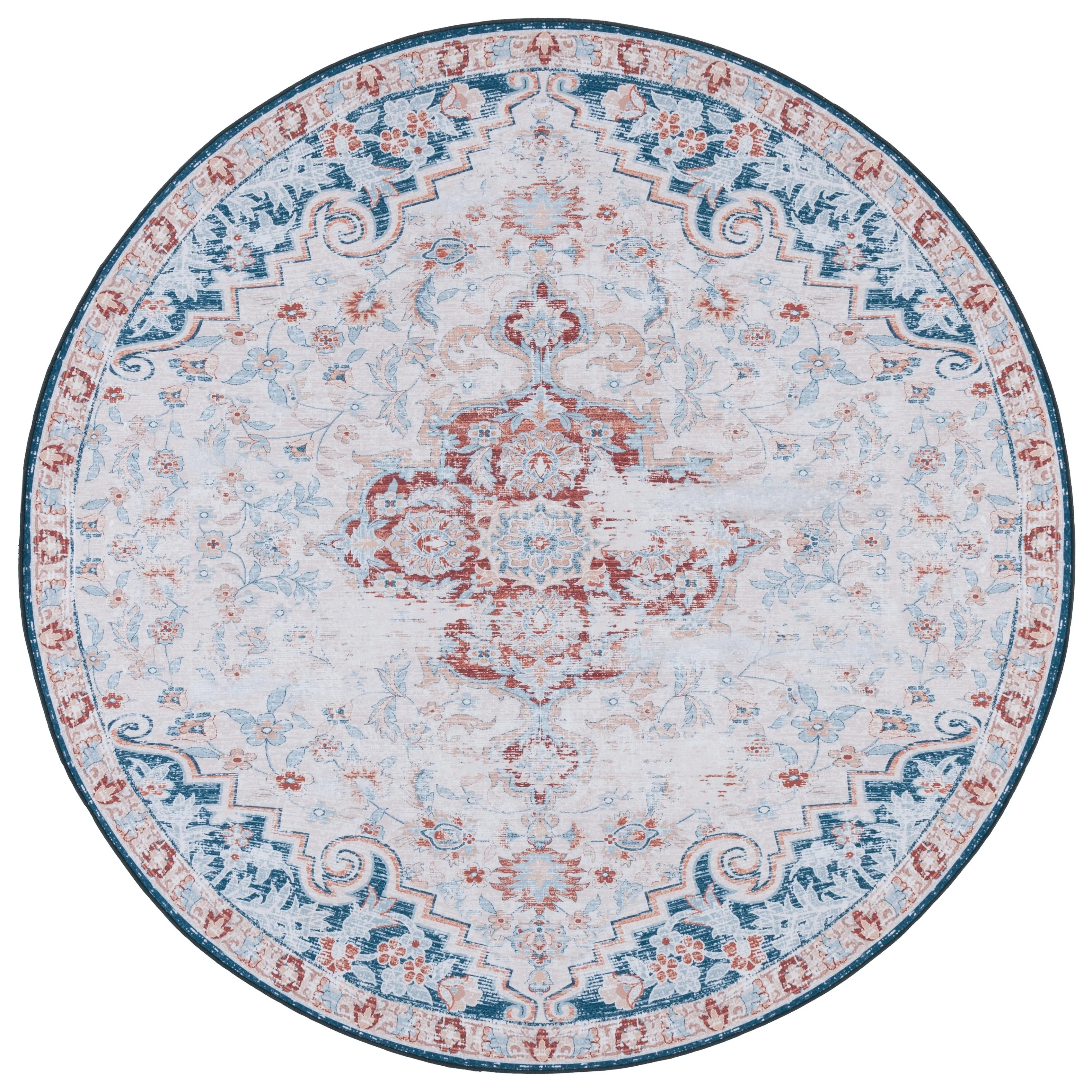 SAFAVIEH Tucson Machine Washable Slip Resistant Harmanda Oriental Medallion