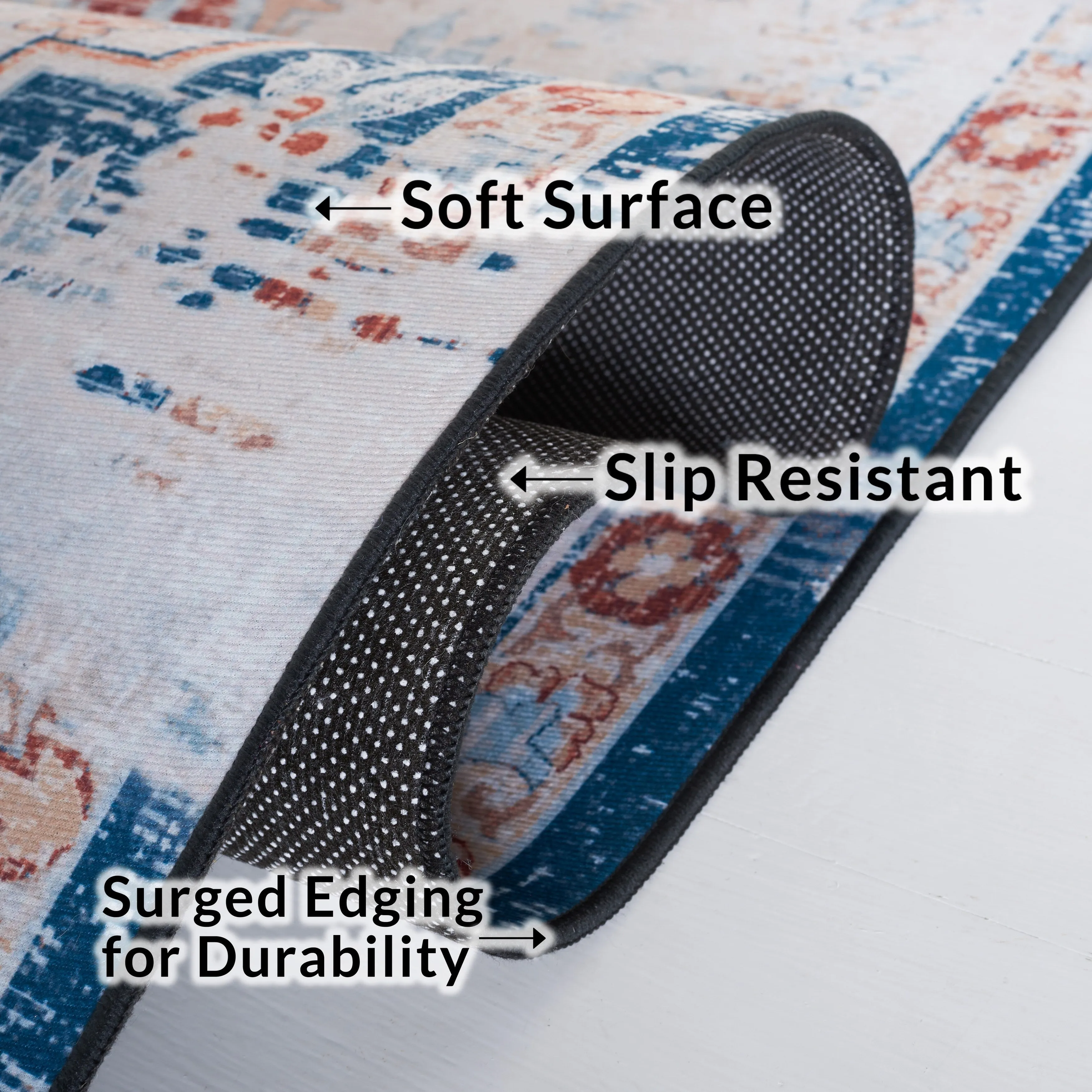 SAFAVIEH Tucson Machine Washable Slip Resistant Harmanda Oriental Medallion