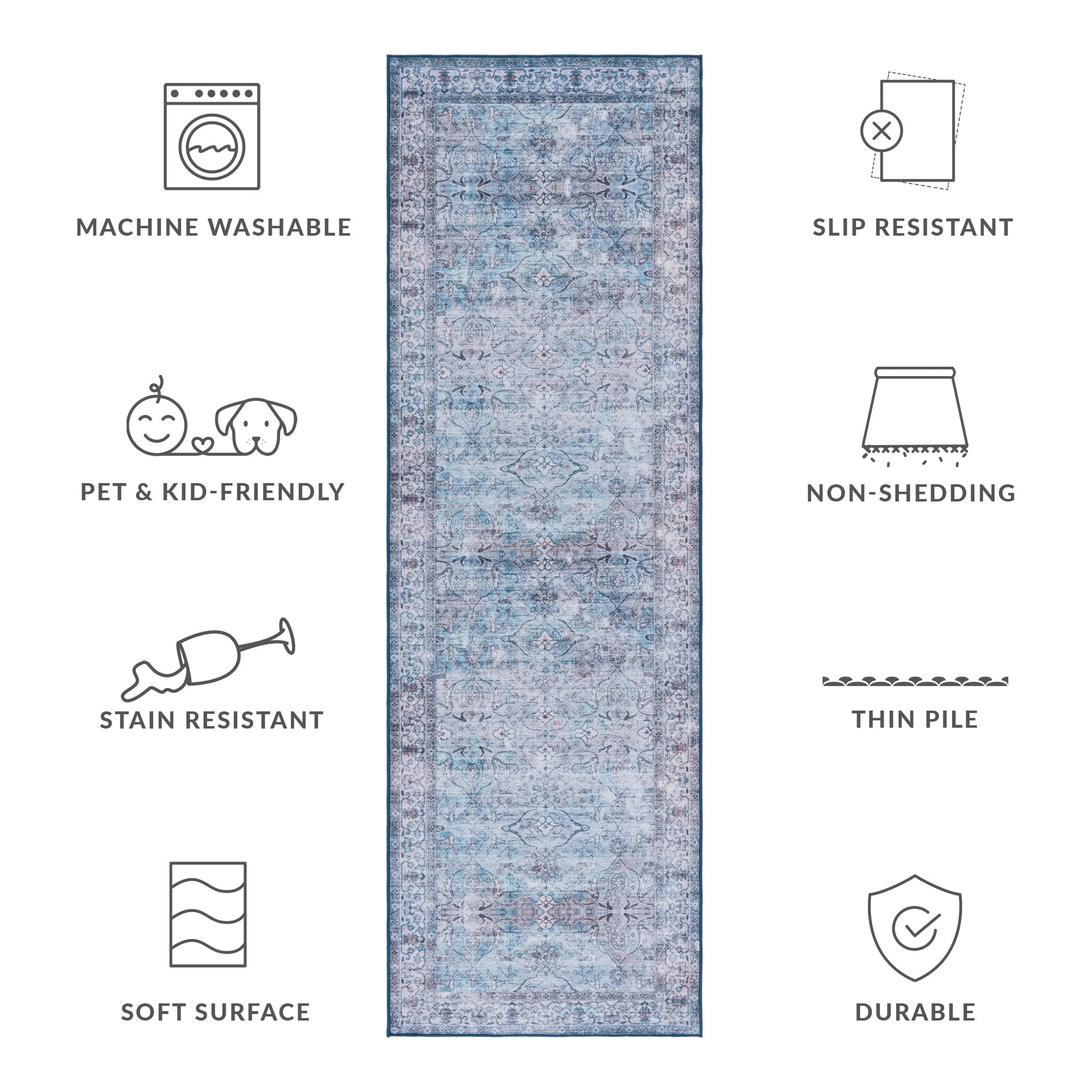 SAFAVIEH Tucson Machine Washable Slip Resistant Magdalene Traditional Rug