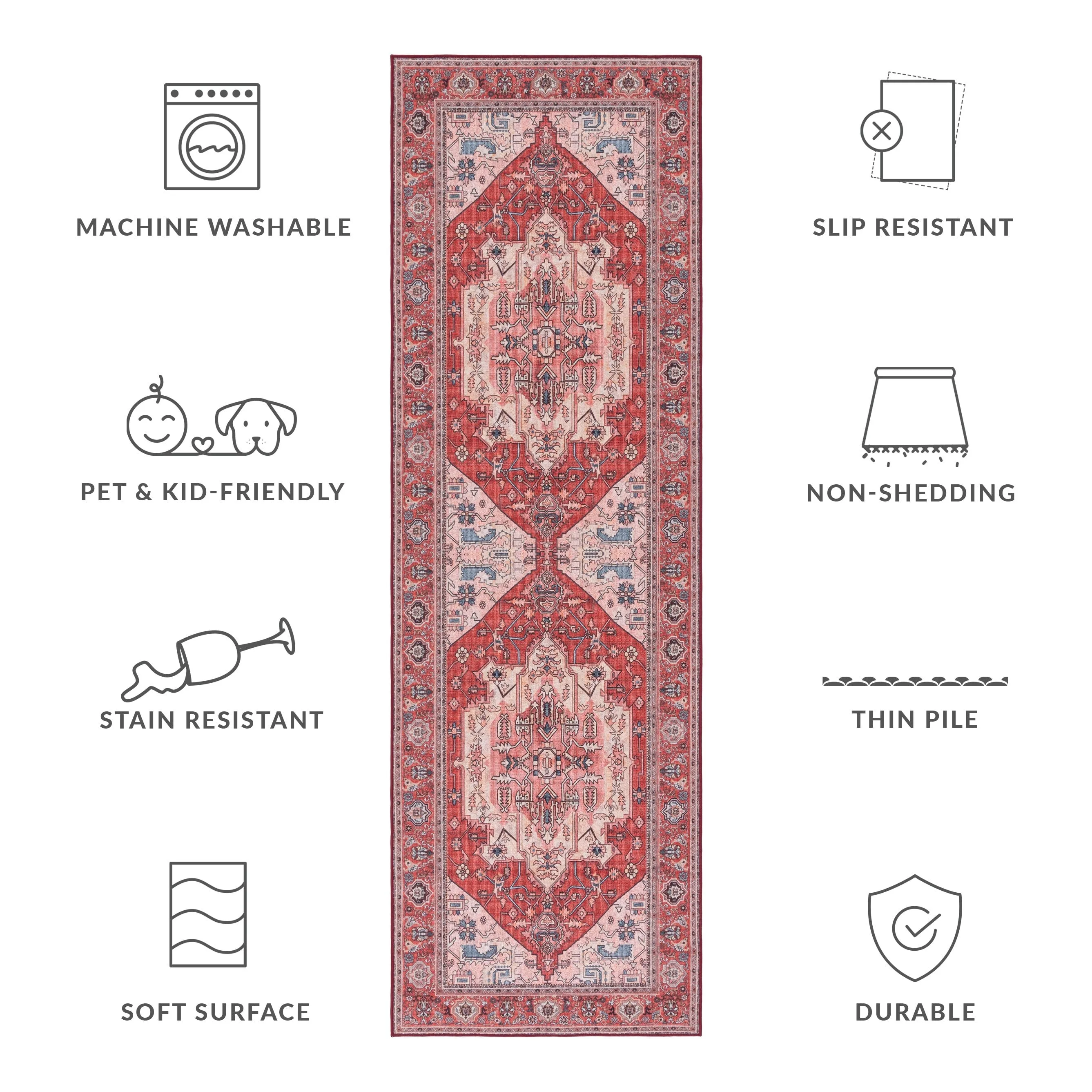 SAFAVIEH Tucson Machine Washable Slip Resistant Nevada Traditional Rug