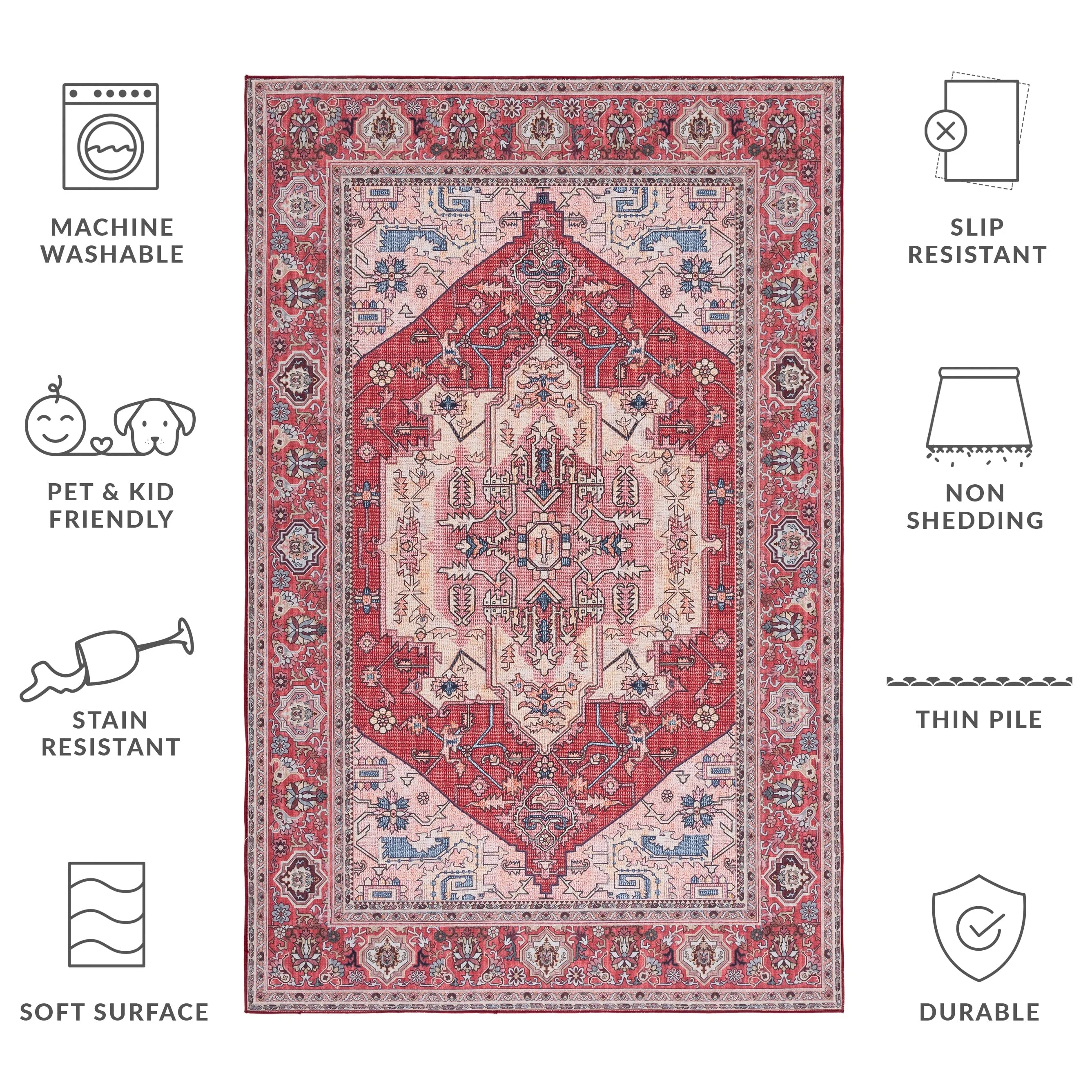 SAFAVIEH Tucson Machine Washable Slip Resistant Nevada Traditional Rug