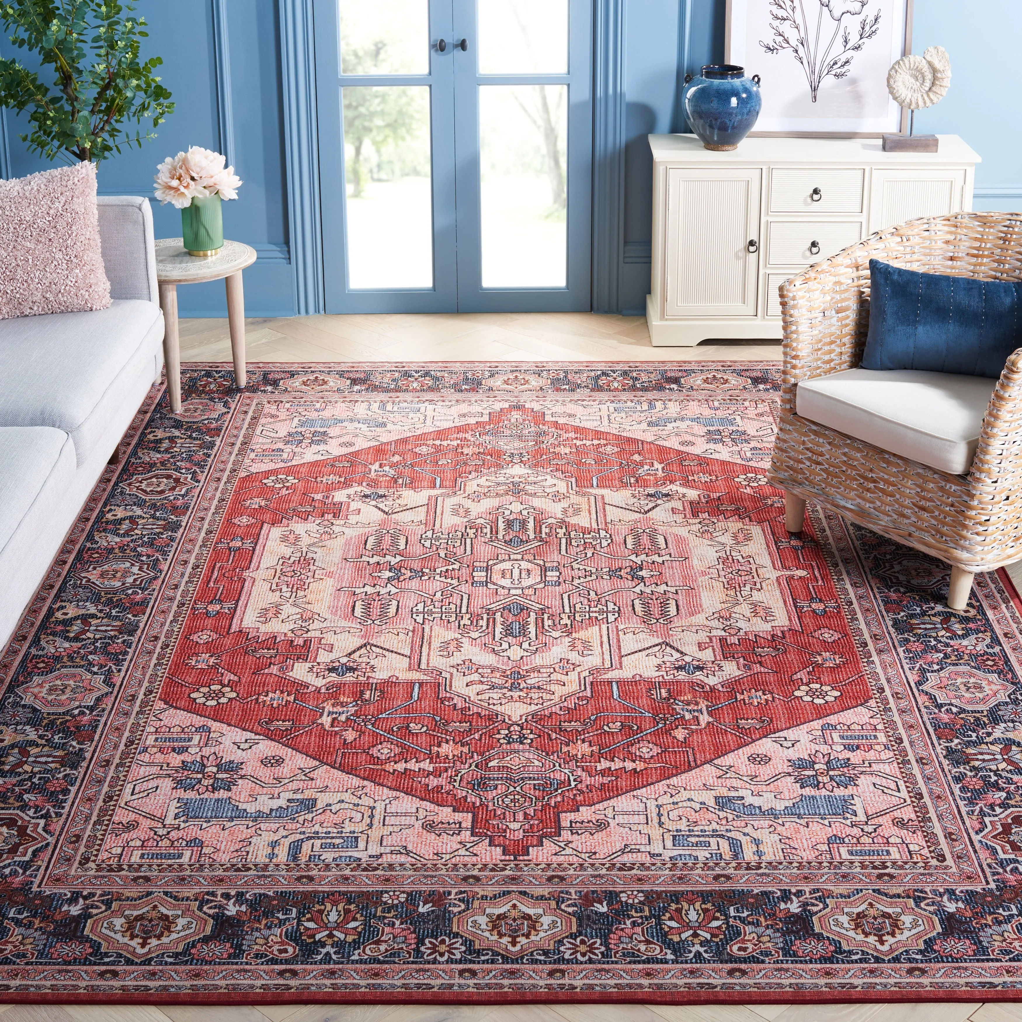 SAFAVIEH Tucson Machine Washable Slip Resistant Nevada Traditional Rug