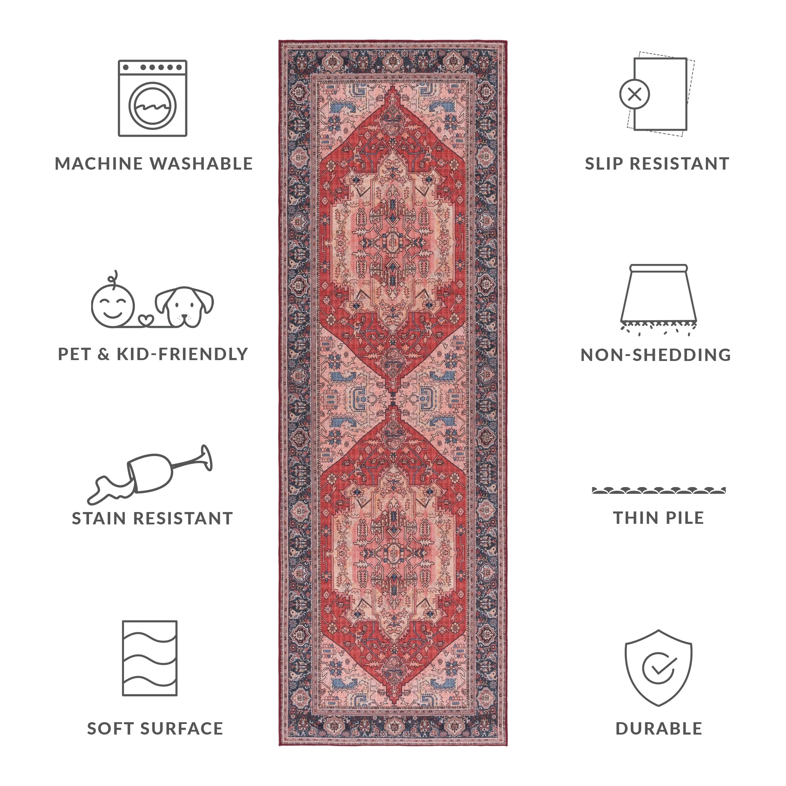 SAFAVIEH Tucson Machine Washable Slip Resistant Nevada Traditional Rug