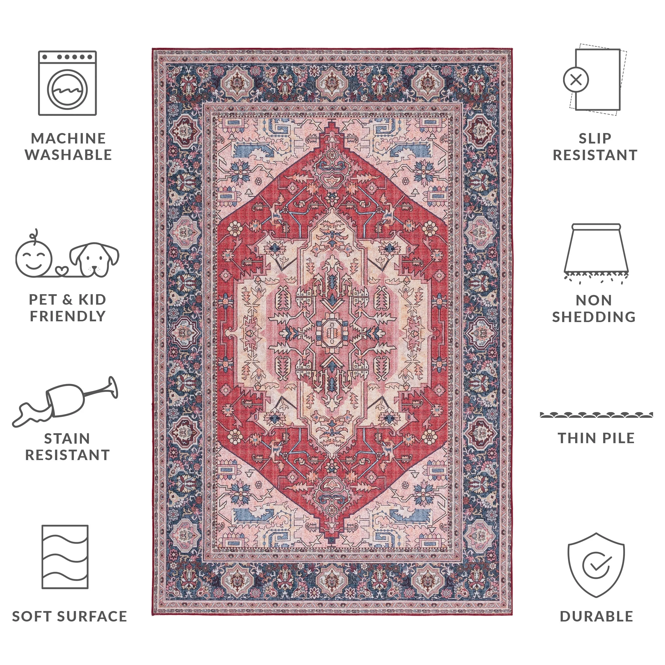 SAFAVIEH Tucson Machine Washable Slip Resistant Nevada Traditional Rug