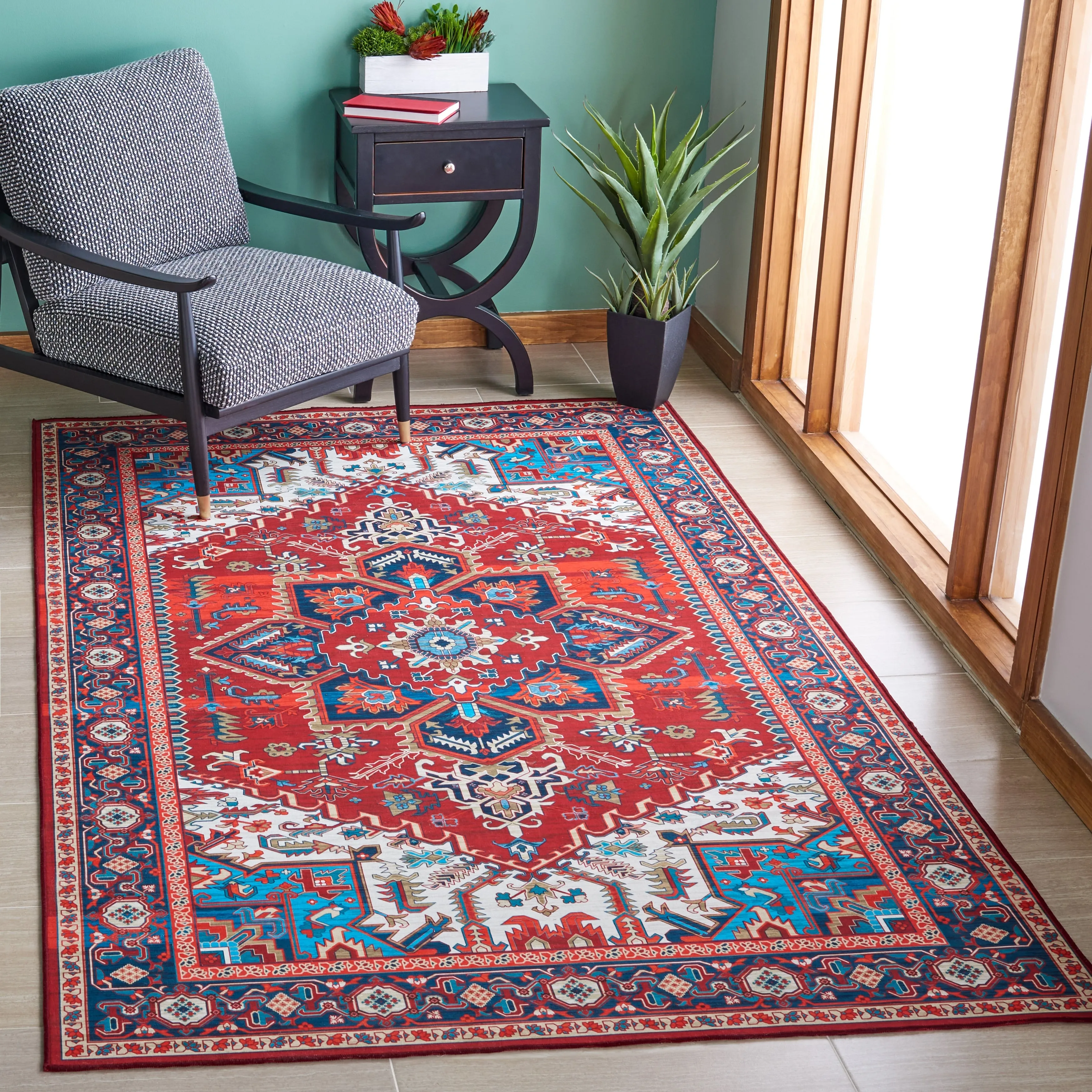 SAFAVIEH. Tucson Machine Washable Slip Resistant Vena Oriental Medallion