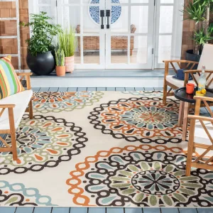 SAFAVIEH Veranda Felizitas Geometric Medallion Indoor/Outdoor Area Rug - Cream/Terracotta - 4' x 5'7