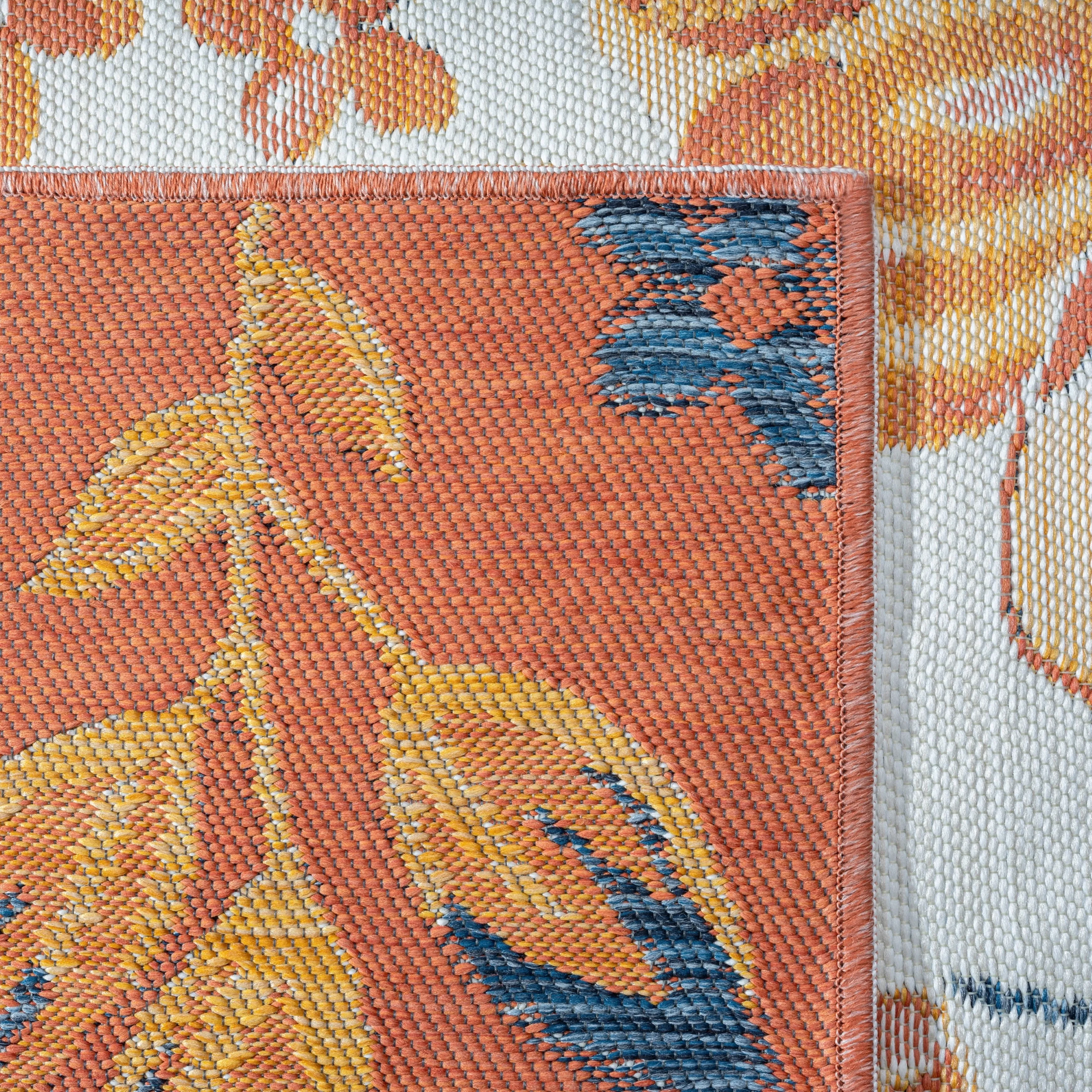 Sevita Blue/Ivory Floral Indoor/Outdoor Reversible Area Rug