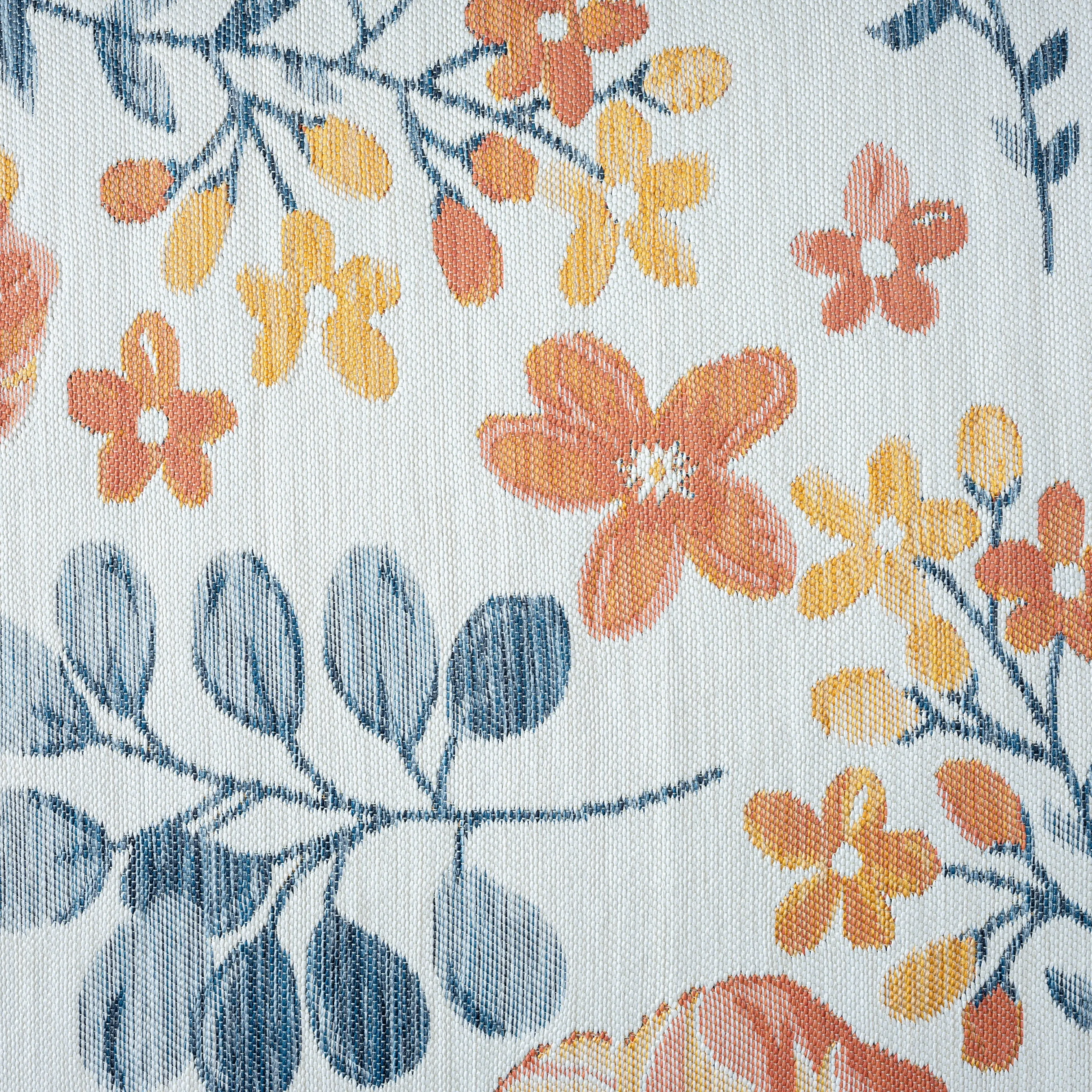 Sevita Blue/Ivory Floral Indoor/Outdoor Reversible Area Rug