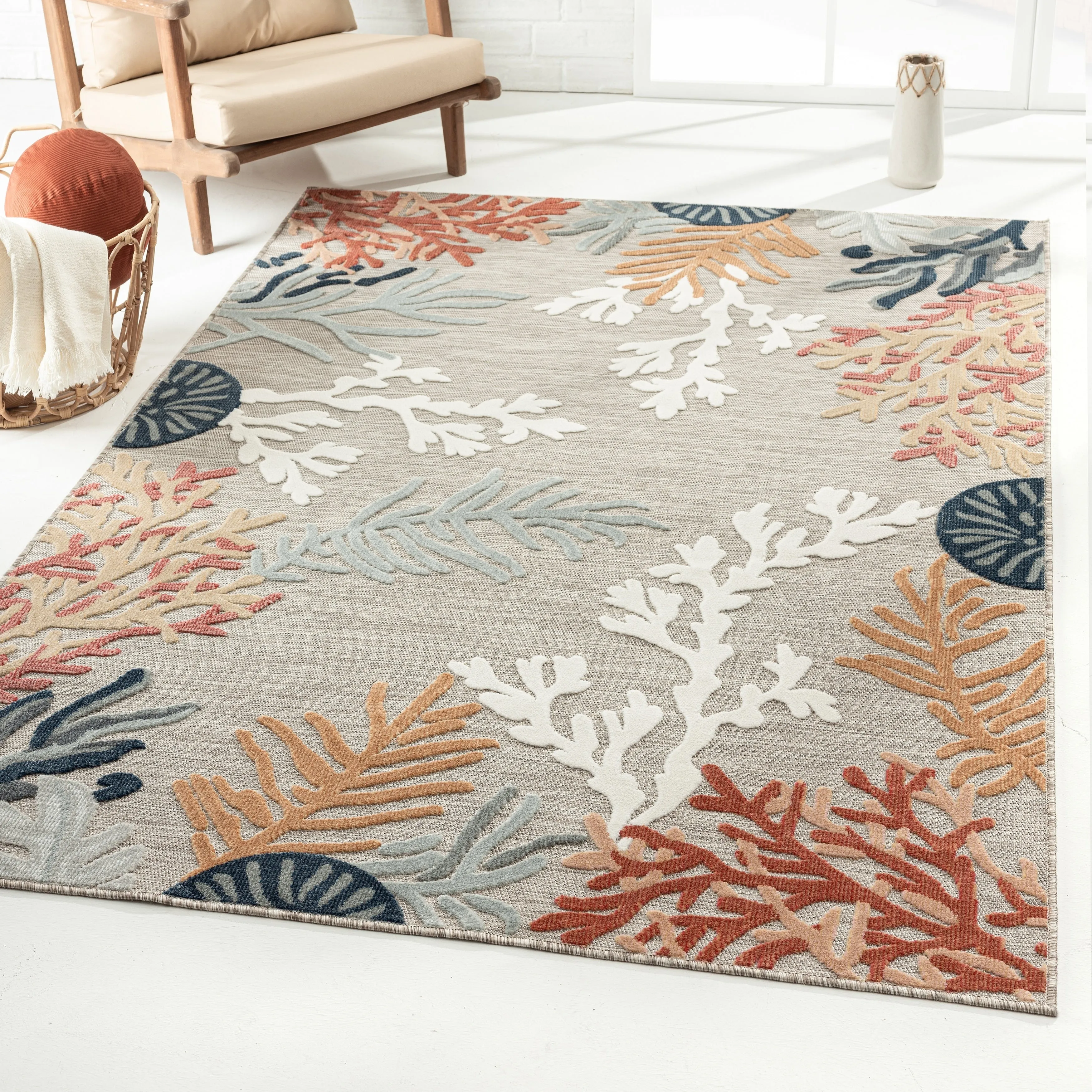 Sevita Coral Reef Textured Coastal Indoor/Outdoor Area Rug