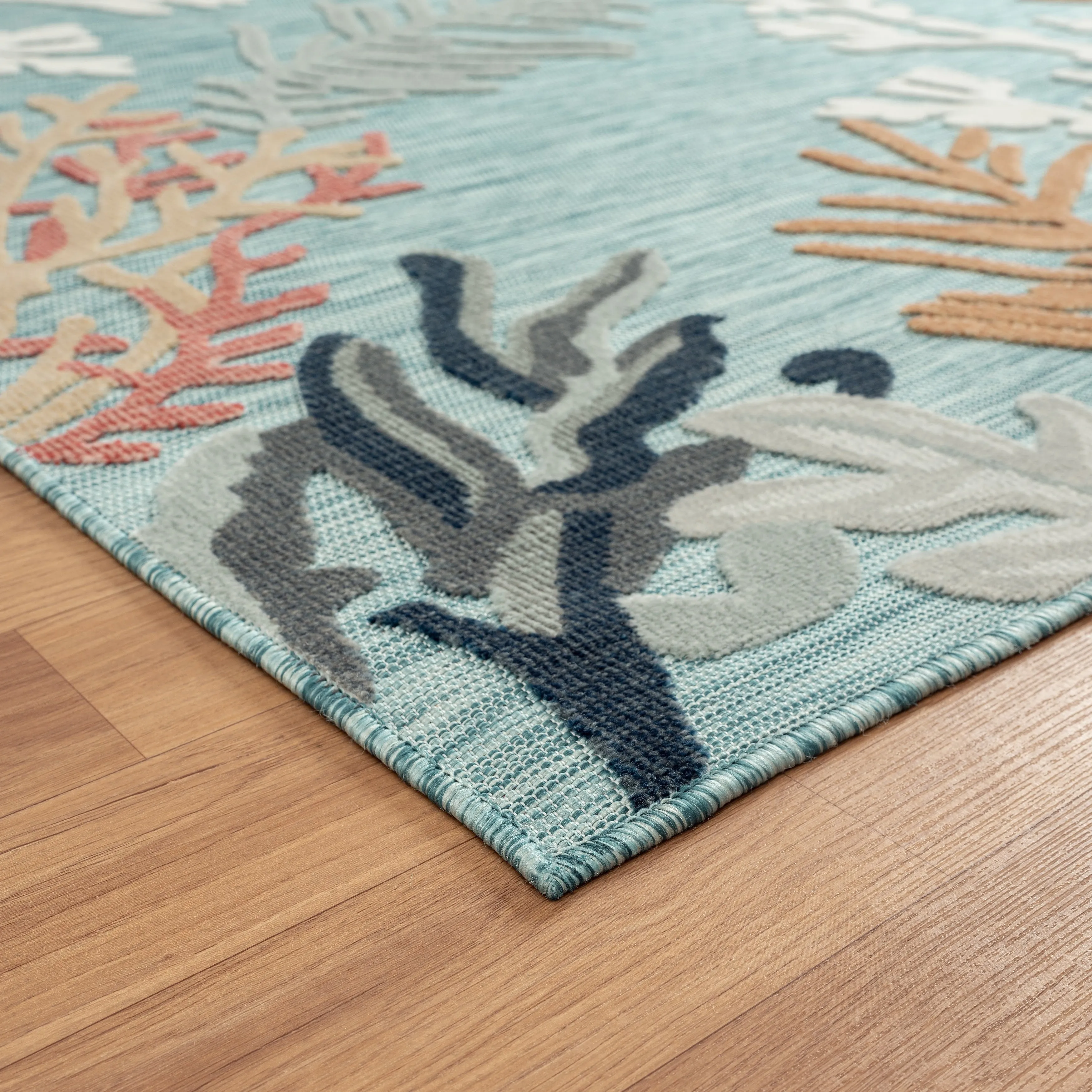 Sevita Coral Reef Textured Coastal Indoor/Outdoor Area Rug