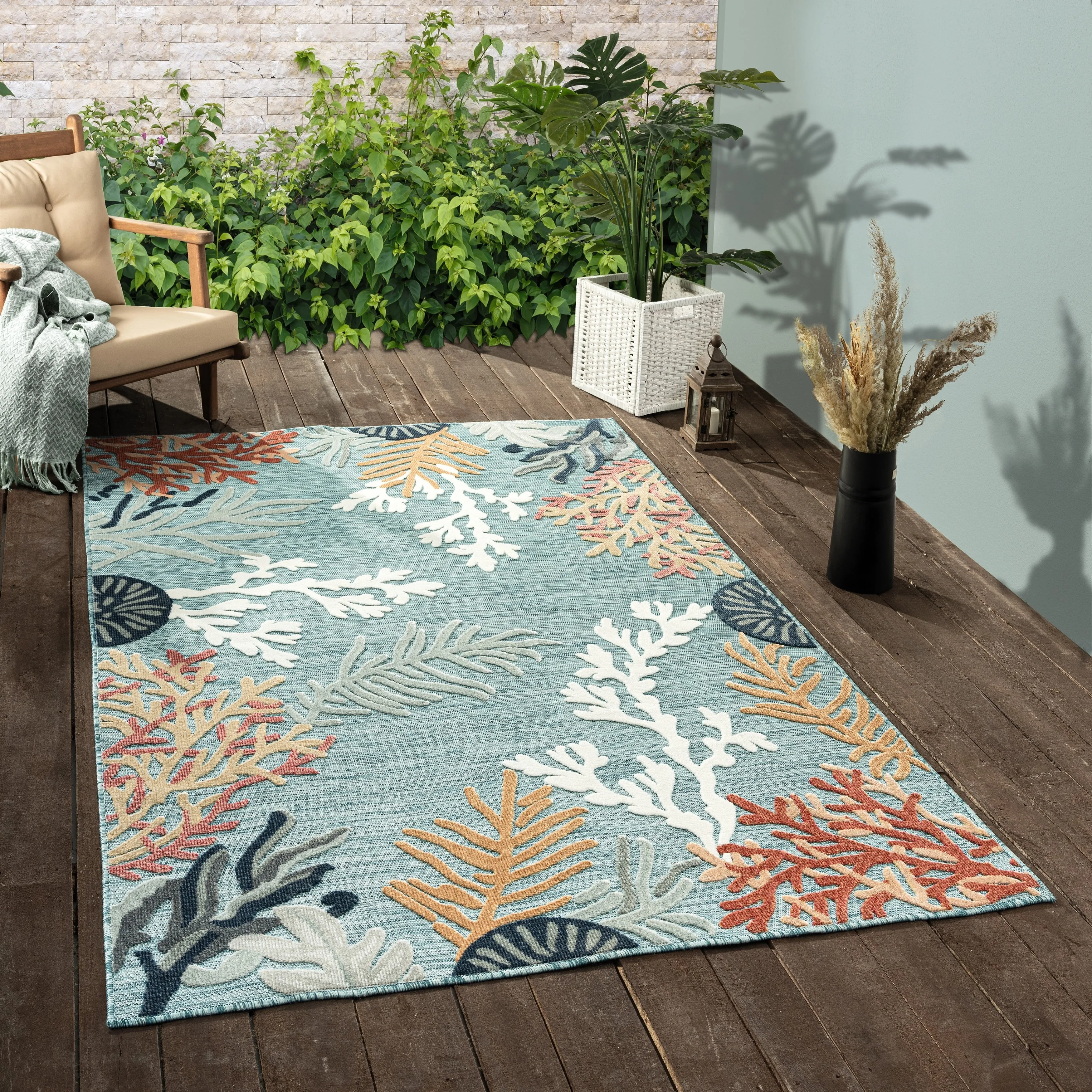 Sevita Coral Reef Textured Coastal Indoor/Outdoor Area Rug