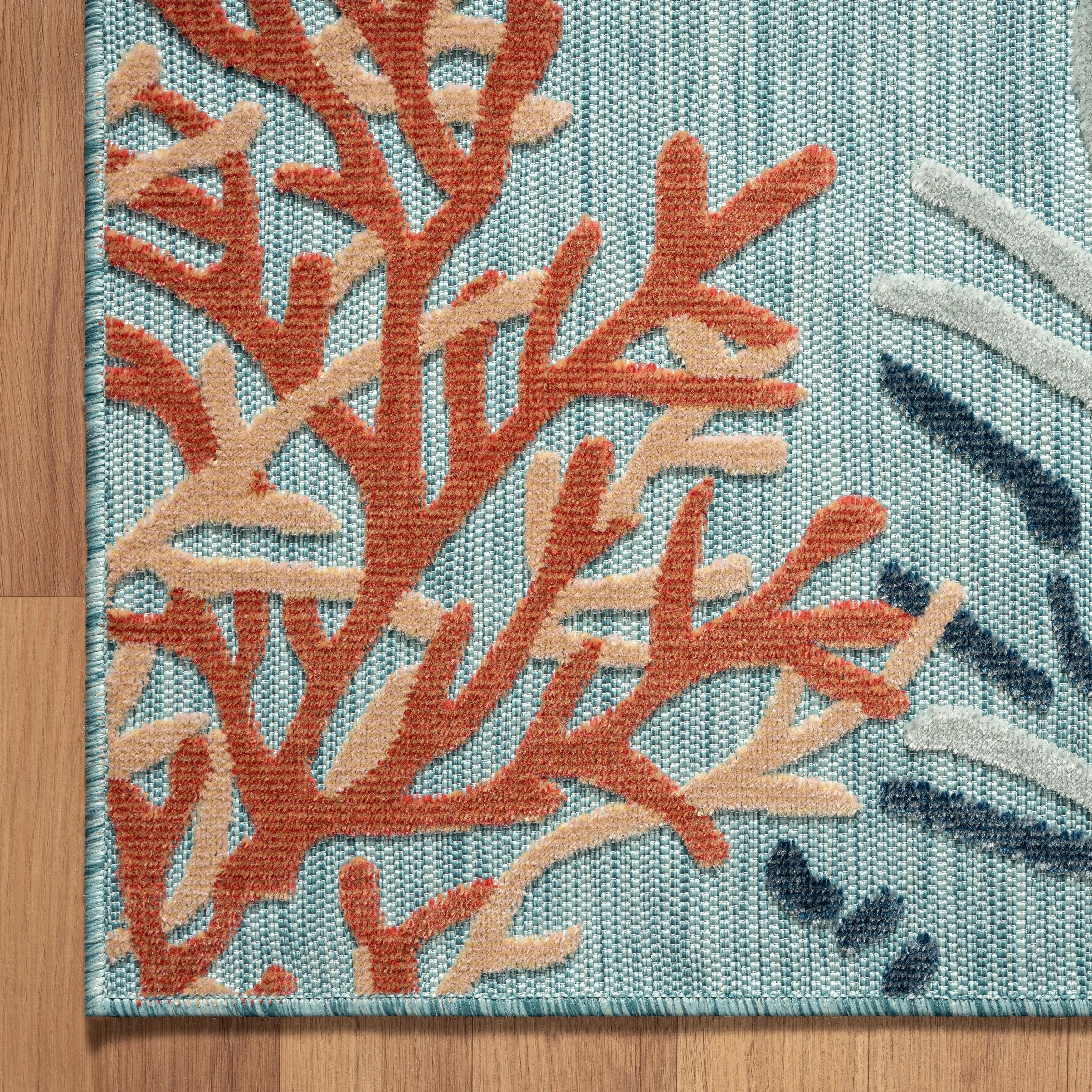 Sevita Coral Reef Textured Coastal Indoor/Outdoor Area Rug