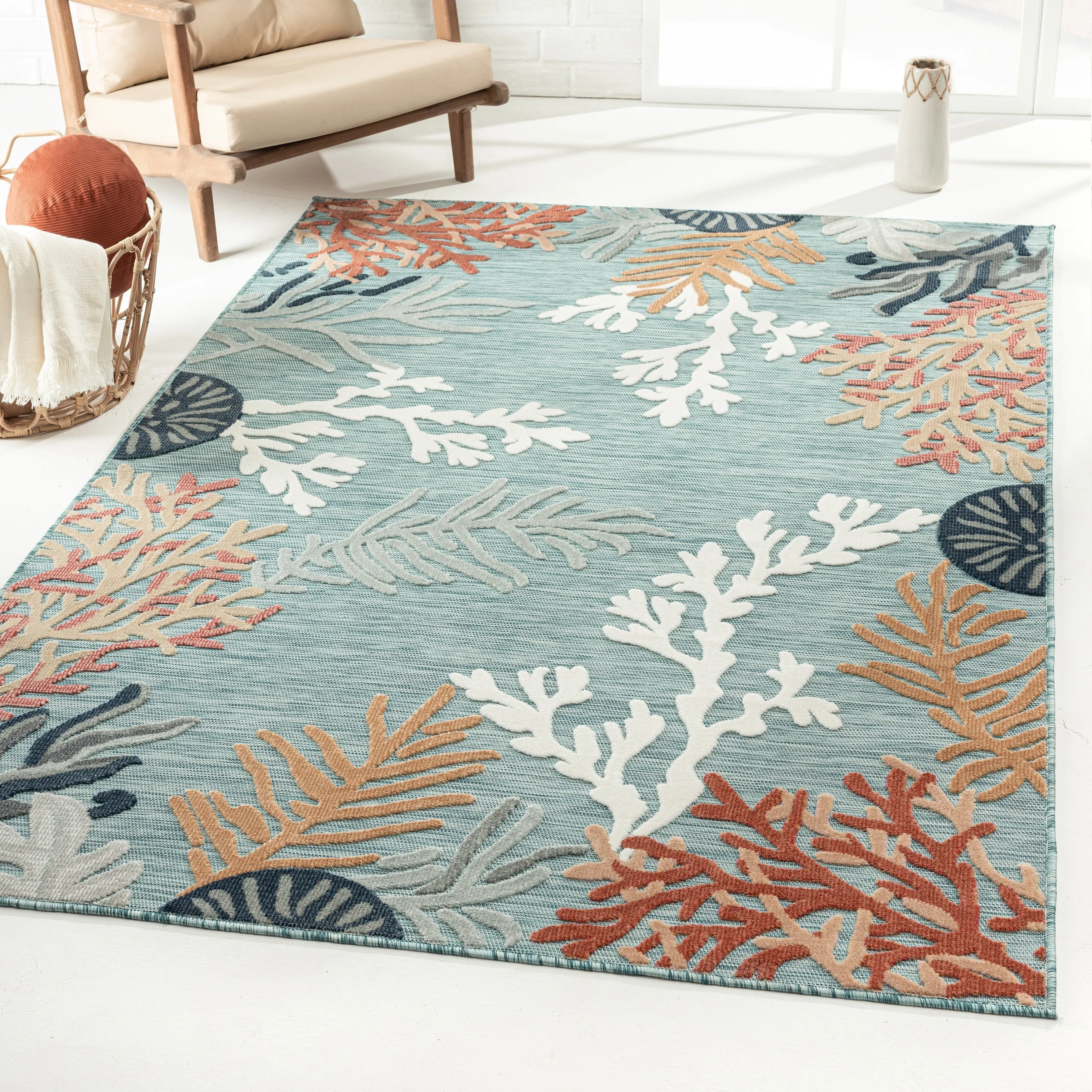 Sevita Coral Reef Textured Coastal Indoor/Outdoor Area Rug