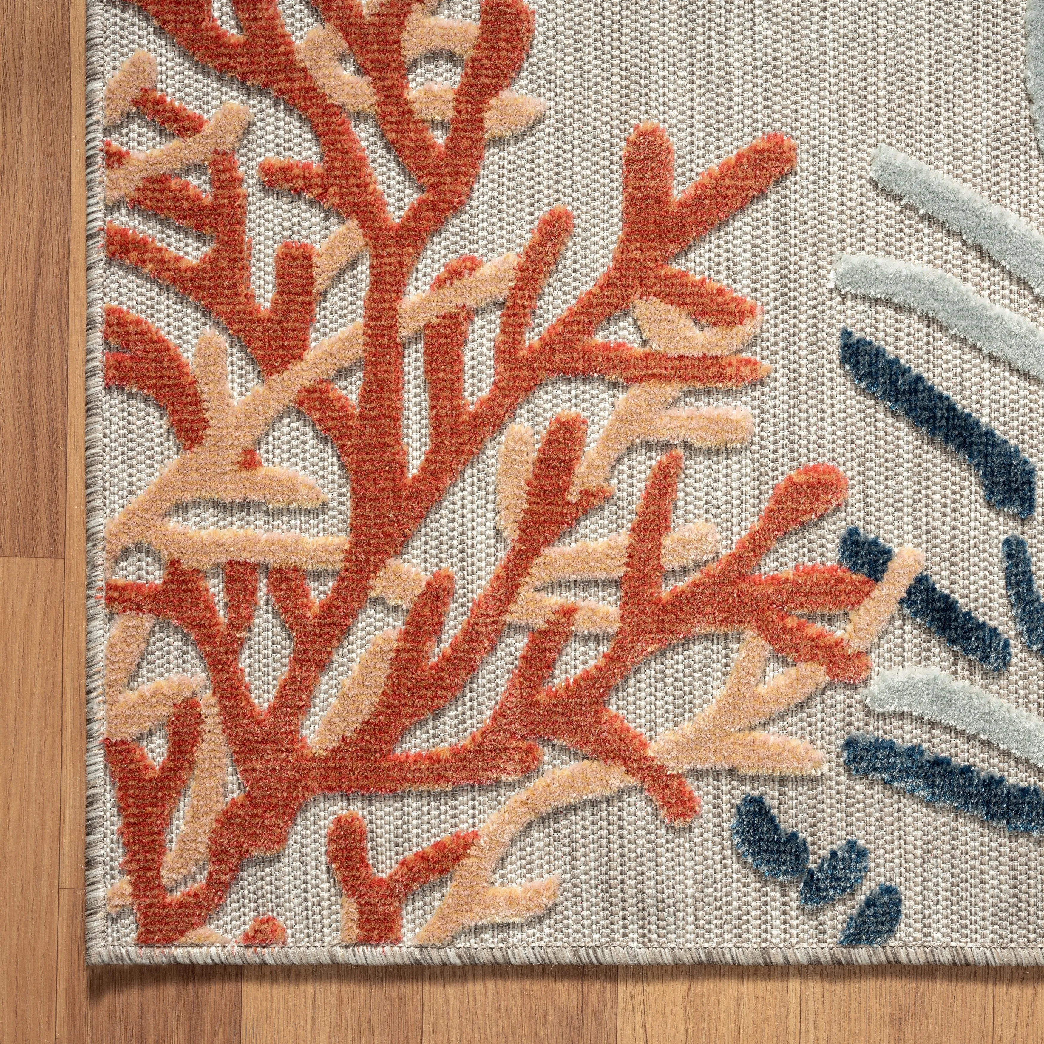 Sevita Coral Reef Textured Coastal Indoor/Outdoor Area Rug