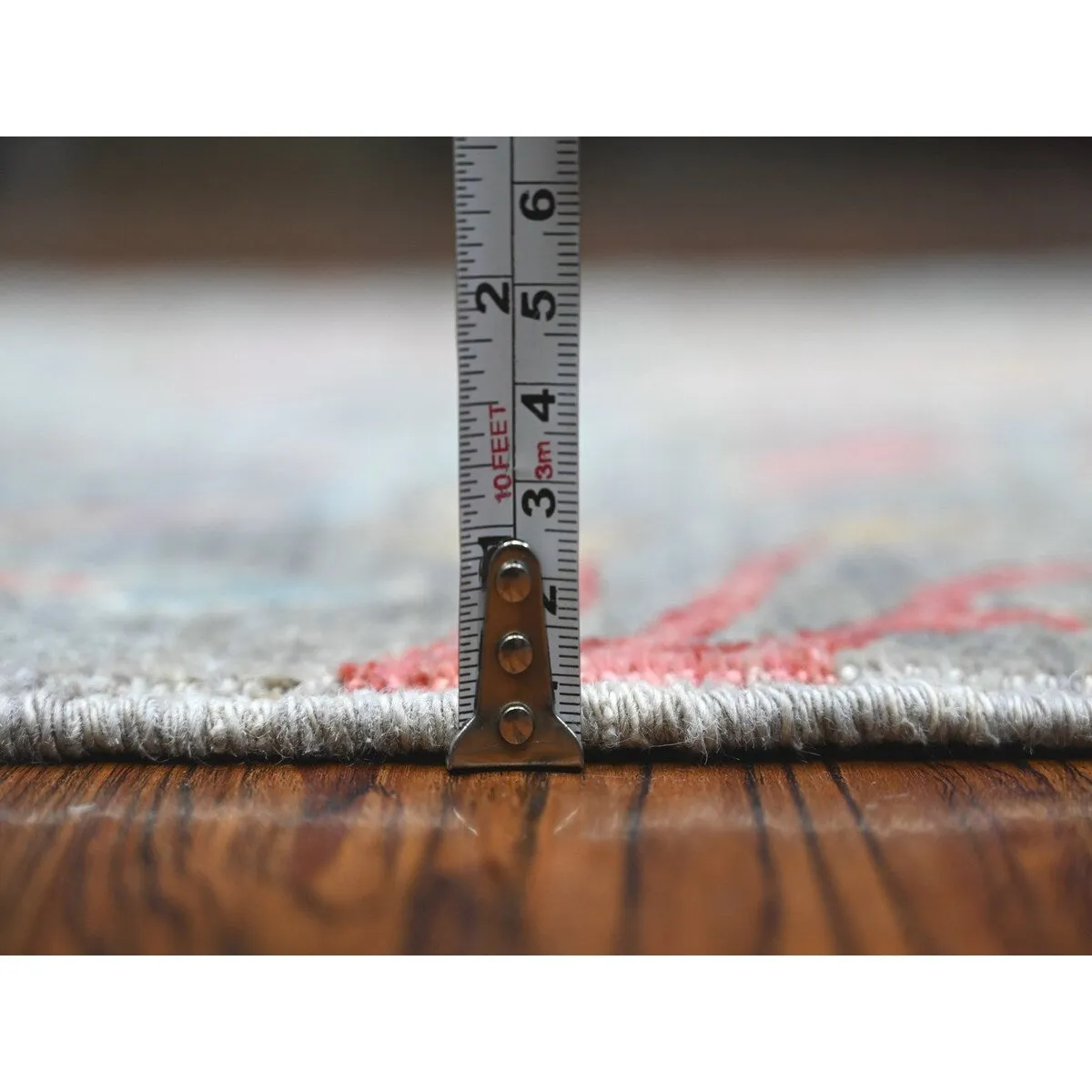 Shahbanu Rugs Shadow Gray Afghan Peshawar 100% Wool Abrash Hand Knotted Birds of Paradise Design Runner Oriental Rug (2'5x6')