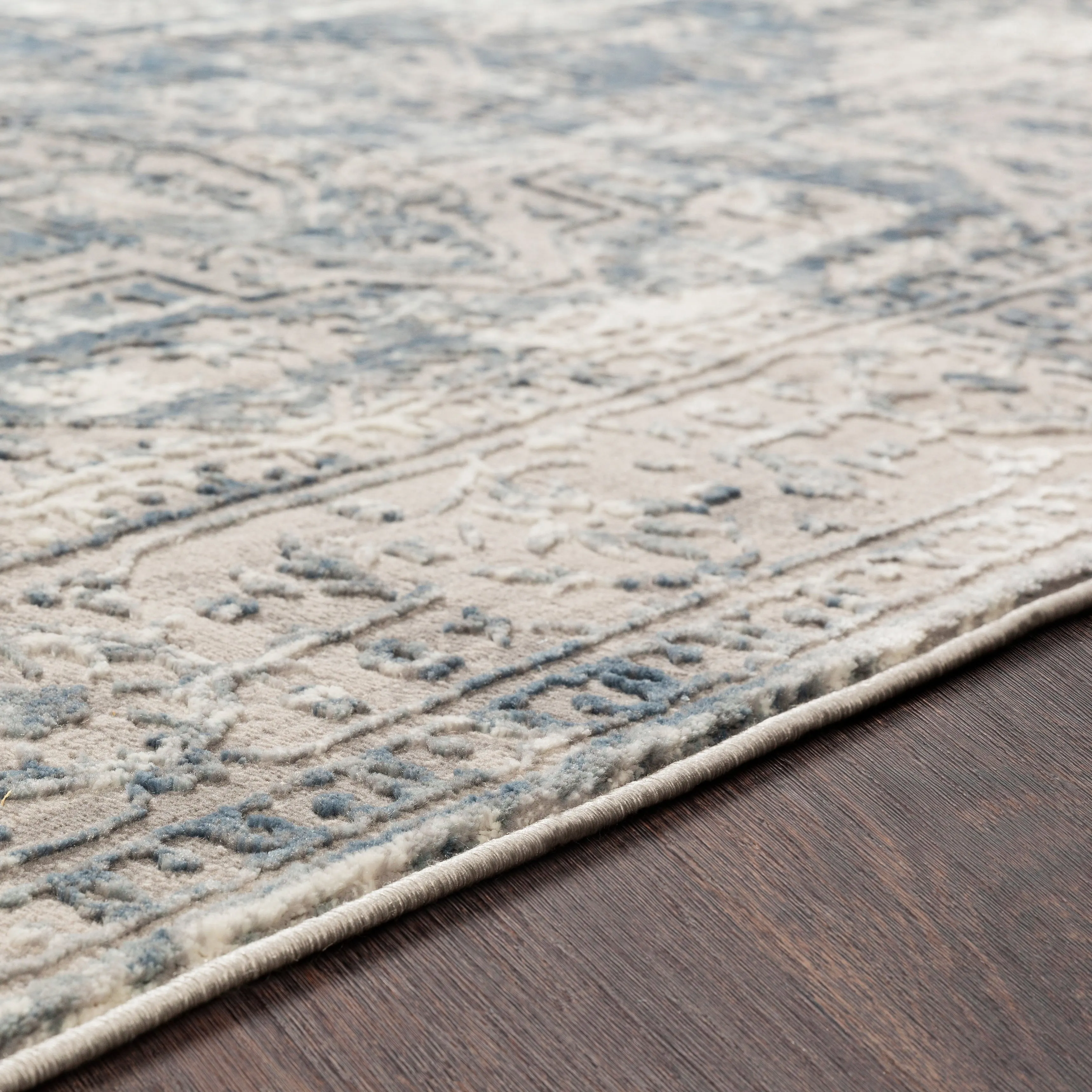 Shonda Blue & Grey Traditional Oriental Area Rug - 5'3 x 7'3