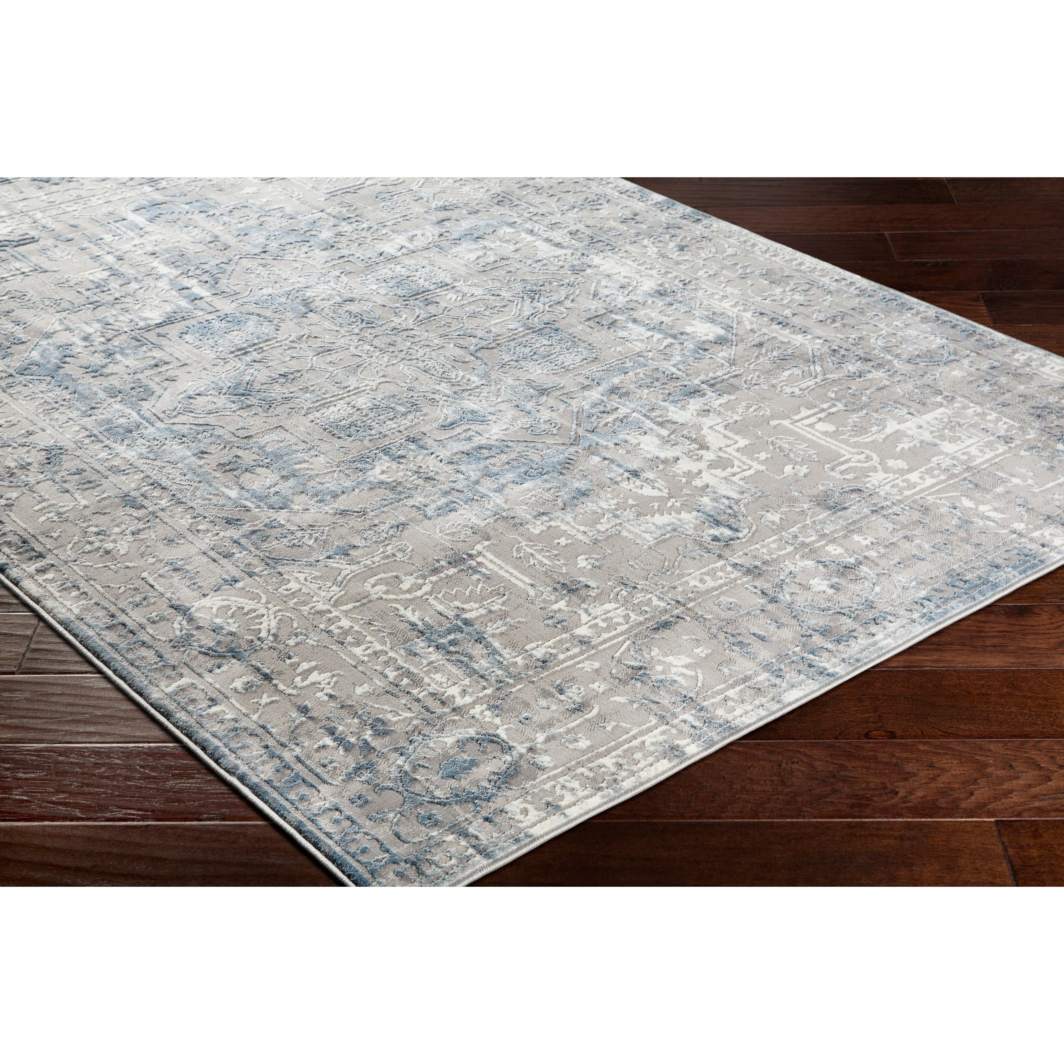 Shonda Blue & Grey Traditional Oriental Area Rug - 5'3 x 7'3